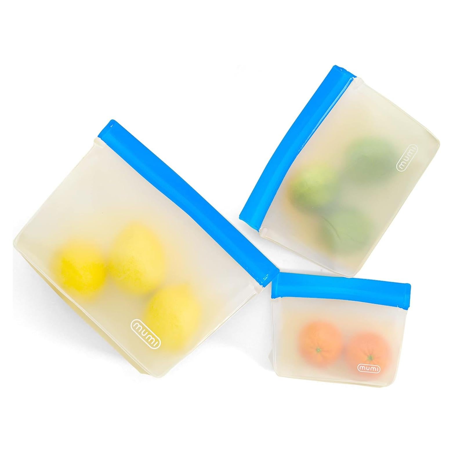 Set de 3 Bolsas Reutilizables MUMI con Cierre Hermético Azul