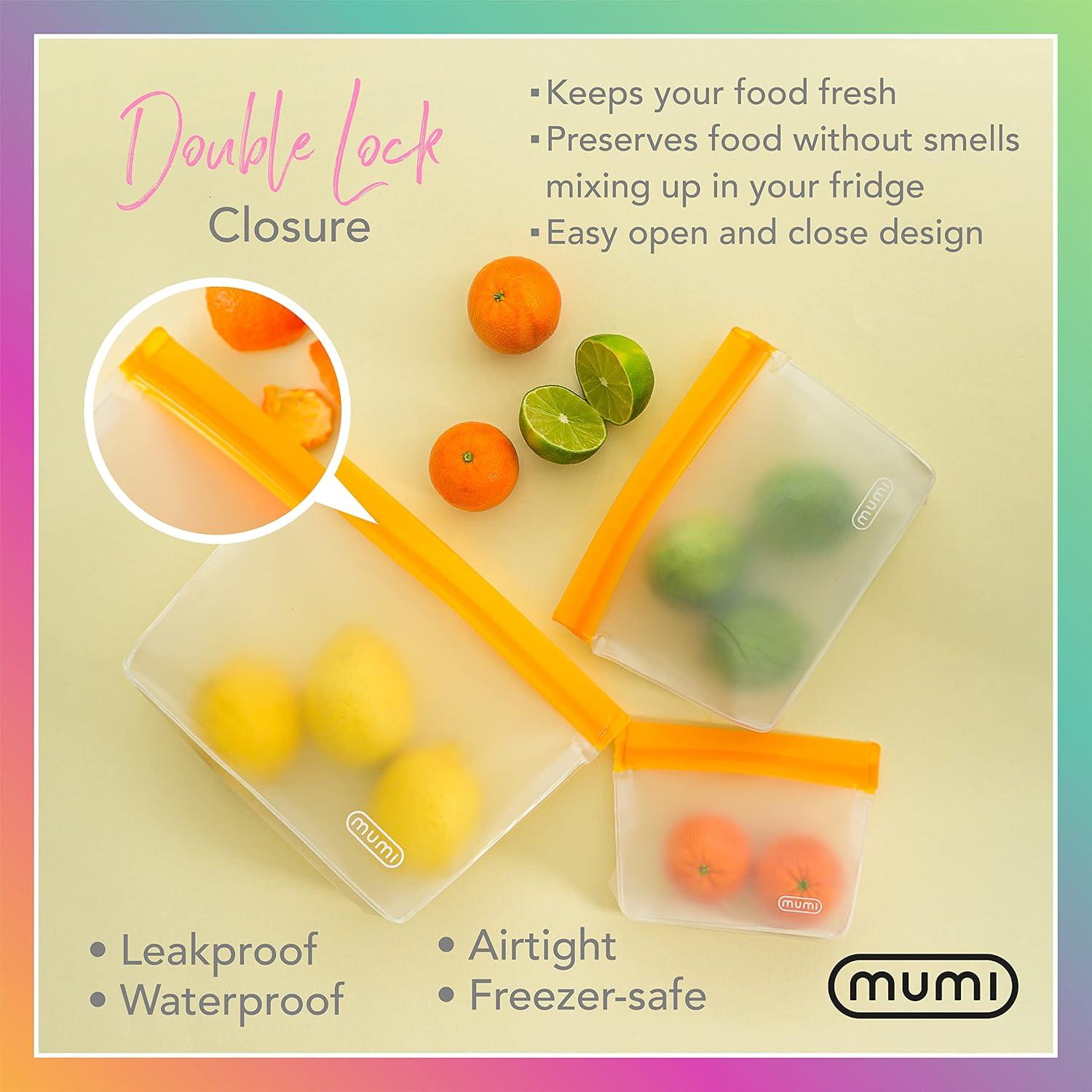 Set de 3 Bolsas Reutilizables MUMI con Cierre Hermético Azul