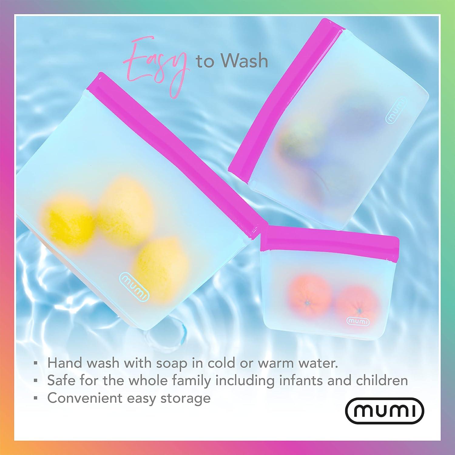 Set de 3 Bolsas Reutilizables MUMI con Cierre Hermético Azul