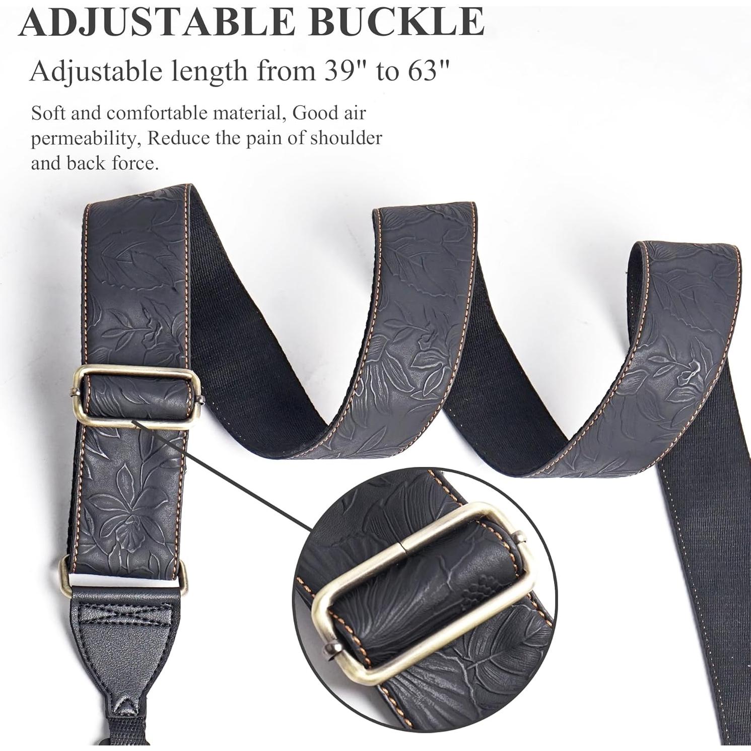 Correa de Cámara Ajustable QIELIZI de Cuero Vintage 104-132cm