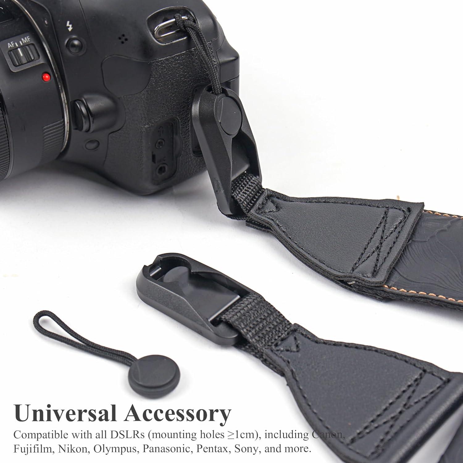 Correa de Cámara Ajustable QIELIZI de Cuero Vintage 104-132cm
