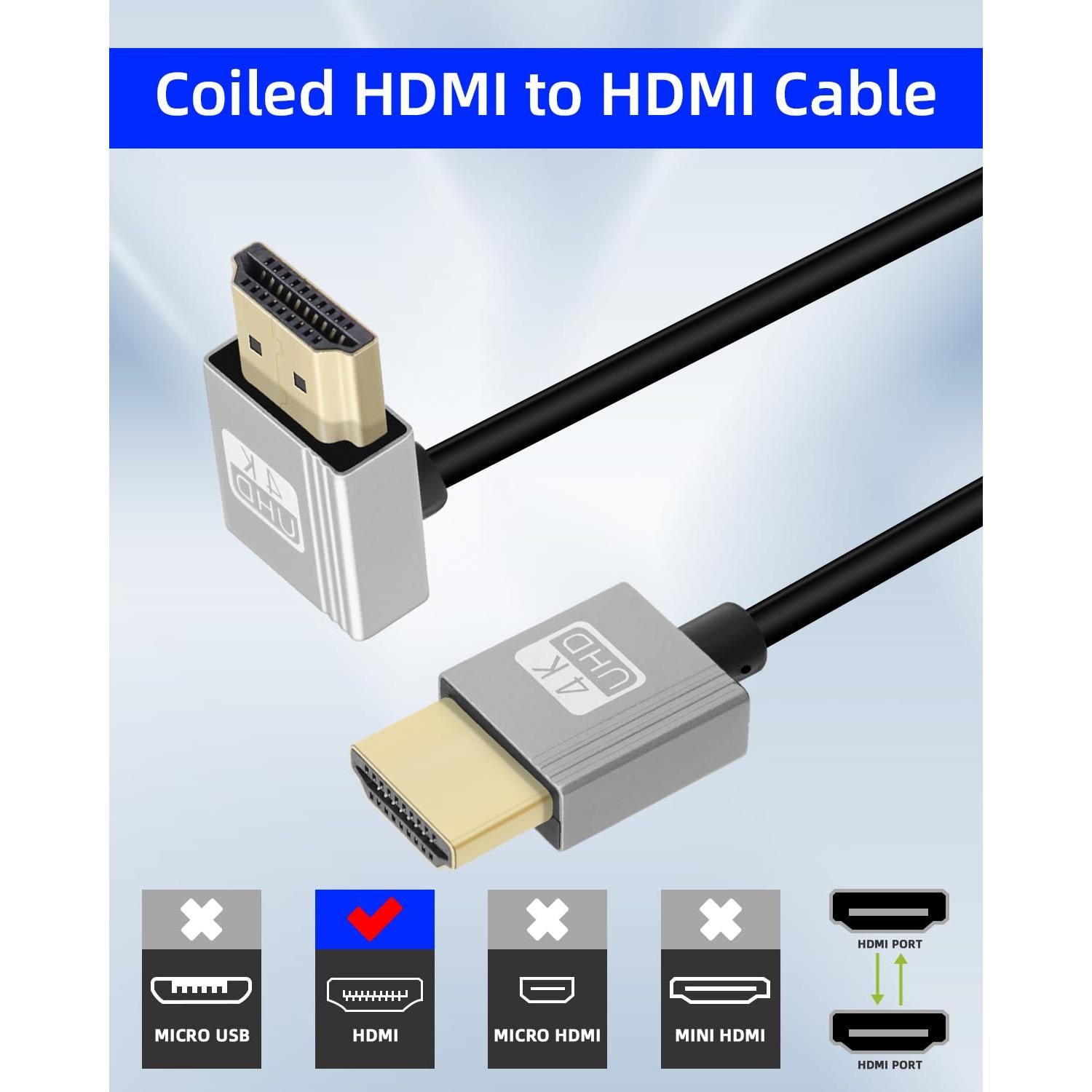 Cable HDMI Enrollado 4K YANBORONSN 0.91m 270 Grados