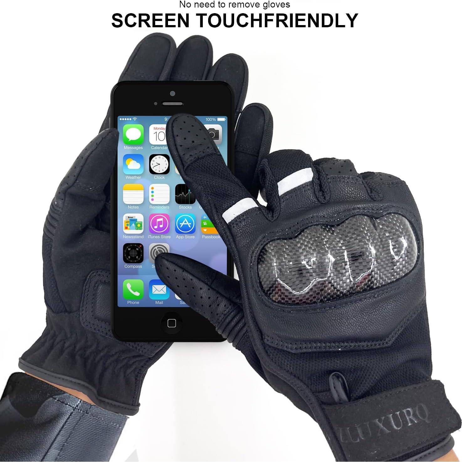 Guantes de motocicleta ZLUXURQ para hombres con protección