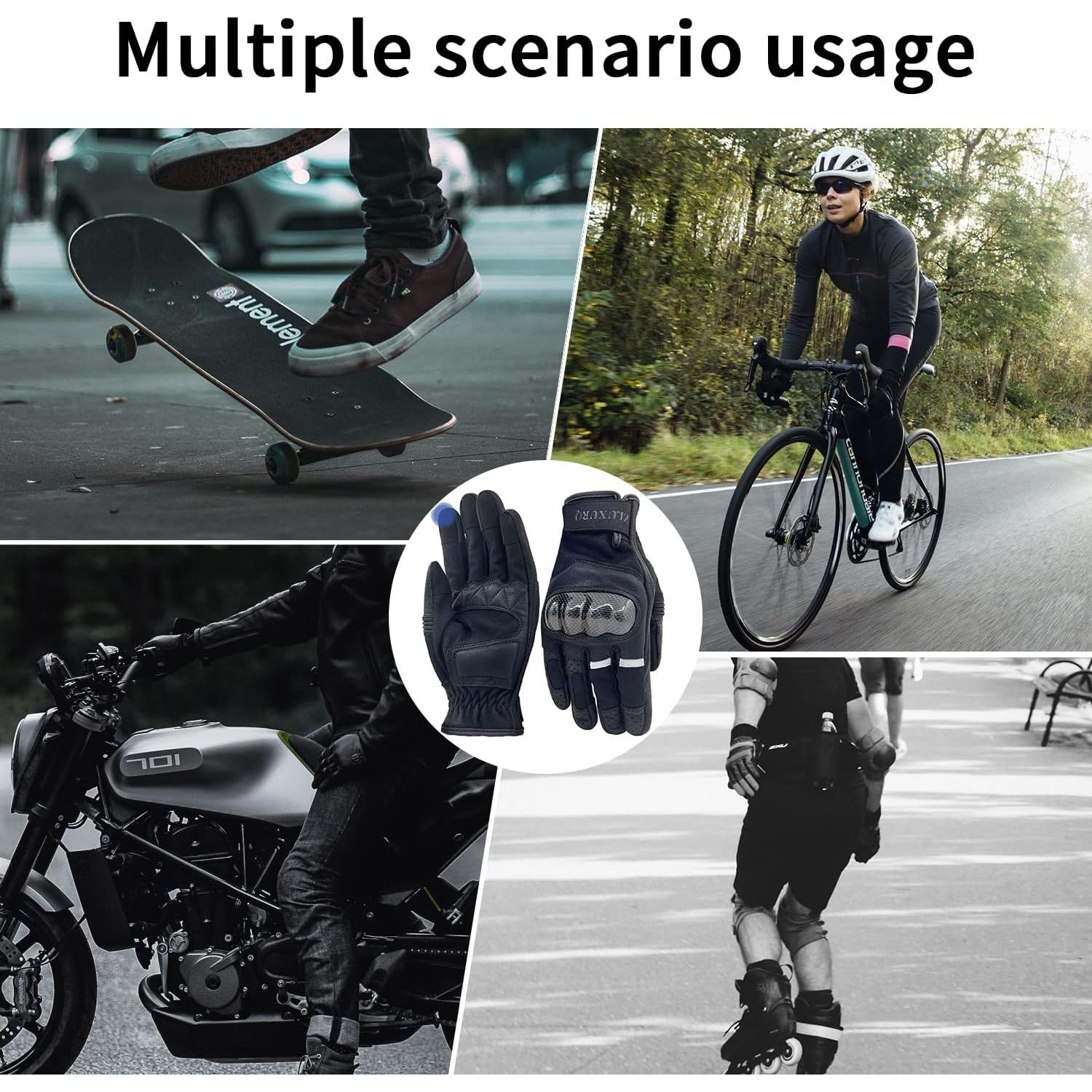 Guantes de motocicleta ZLUXURQ para hombres con protección