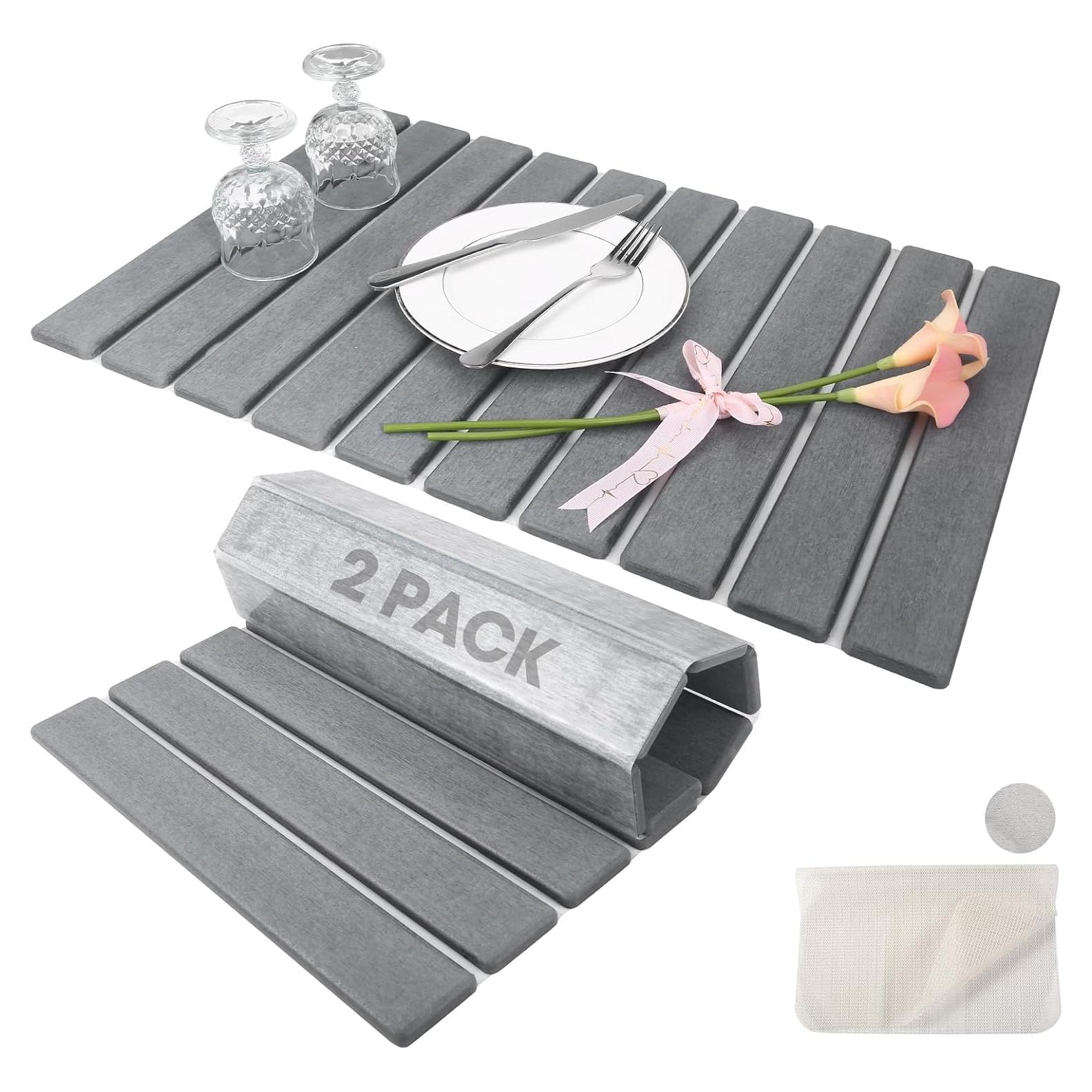 Paquete de 2 Tapetes de Secado de Platos Ecológicos T80462 - 24x16 cm