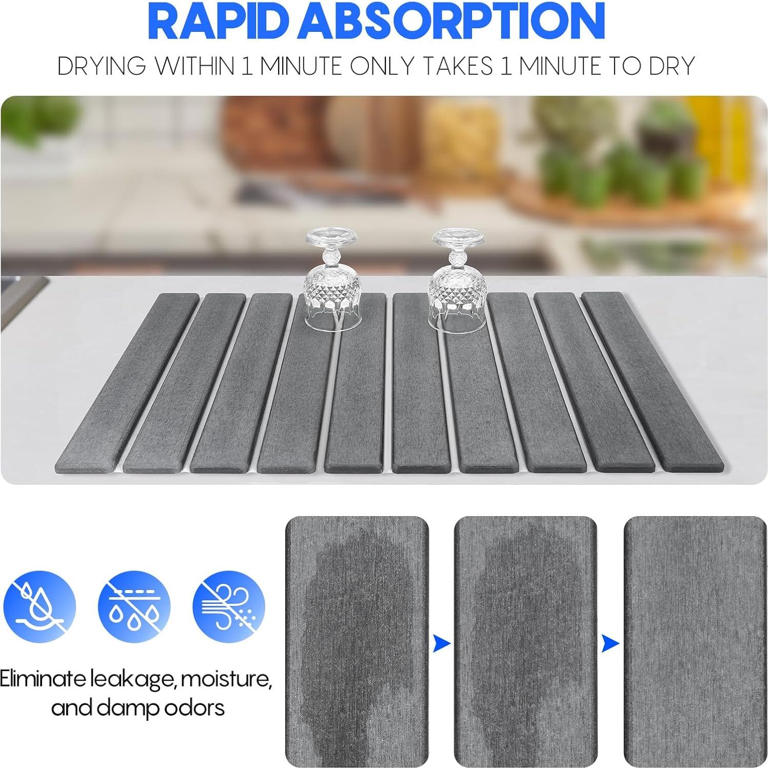 Paquete de 2 Tapetes de Secado de Platos Ecológicos T80462 - 24x16 cm