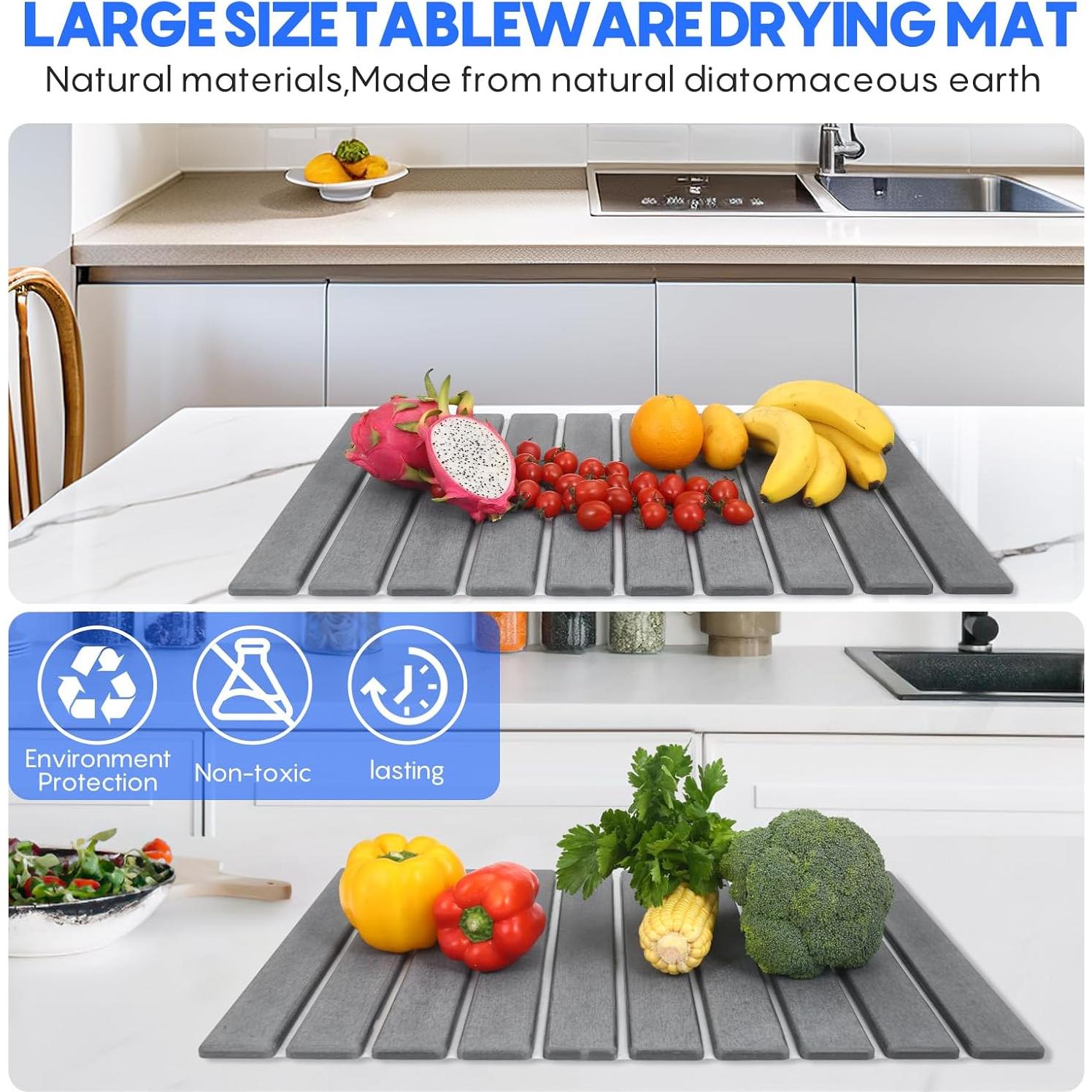 Paquete de 2 Tapetes de Secado de Platos Ecológicos T80462 - 24x16 cm