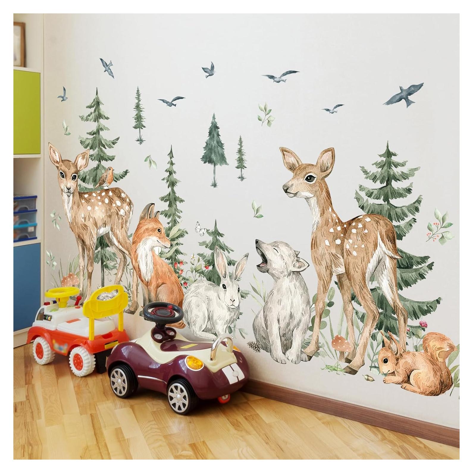 Vinilos de Pared Animales del Bosque AM AMAONM 4 Hojas 30x91 cm