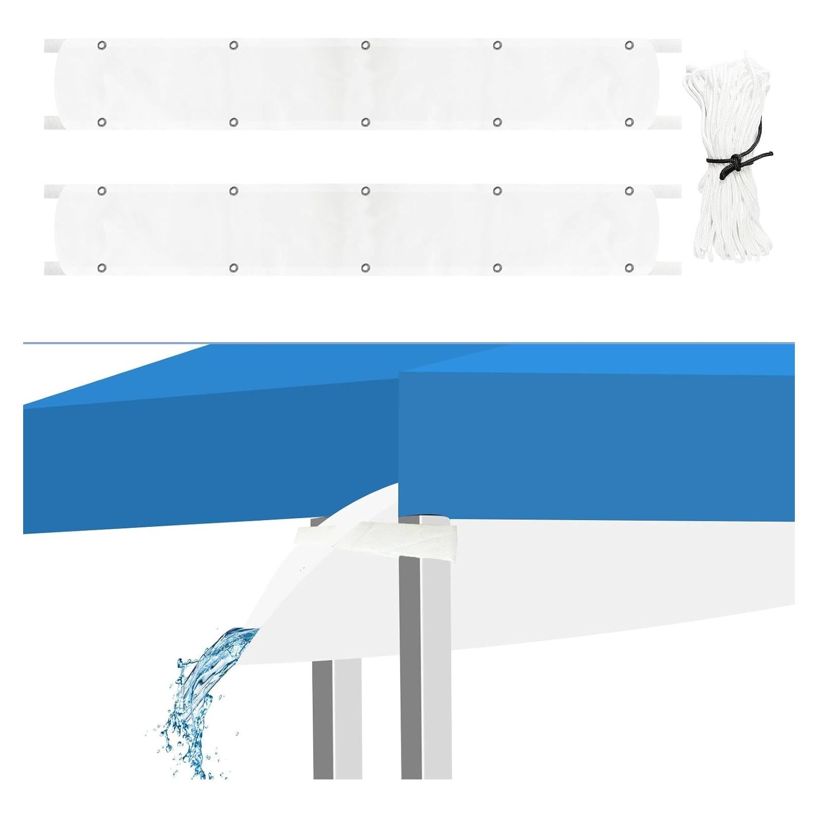 Canalón de Lluvia para Carpa Hlimior 2 Pcs 320x33 cm Blanco