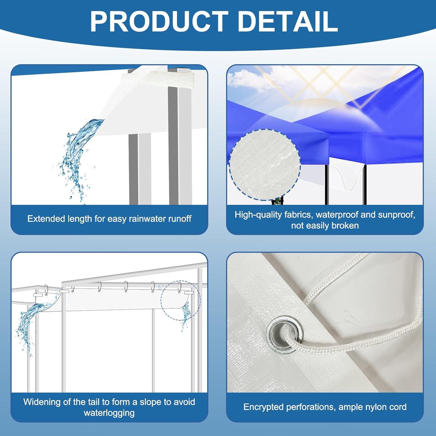 Canalón de Lluvia para Carpa Hlimior 2 Pcs 320x33 cm Blanco