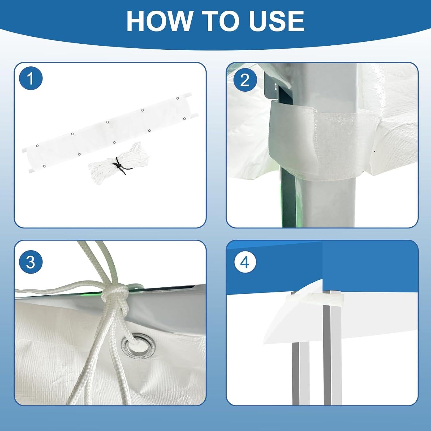 Canalón de Lluvia para Carpa Hlimior 2 Pcs 320x33 cm Blanco