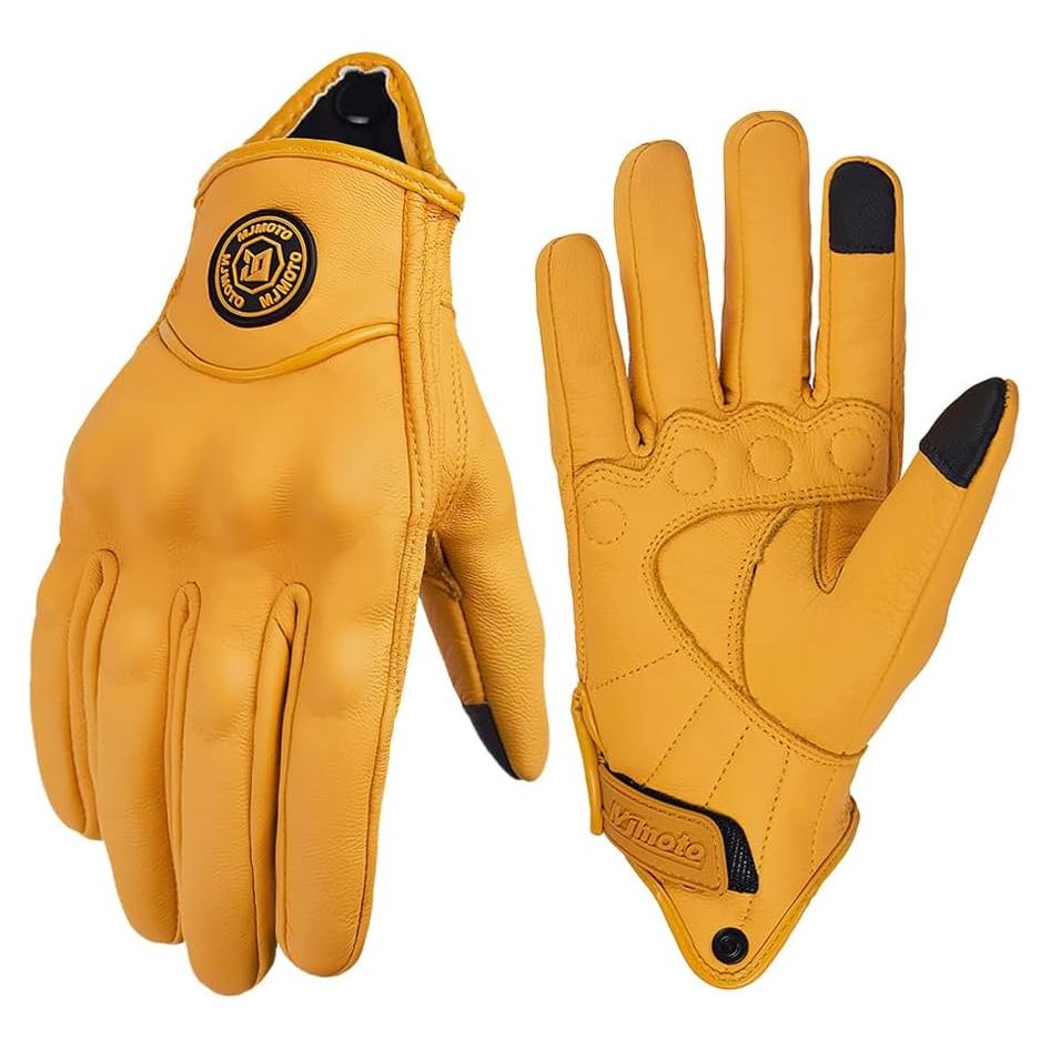 Guantes de Motocicleta MJMOTO Amarillo Táctiles Clásicos