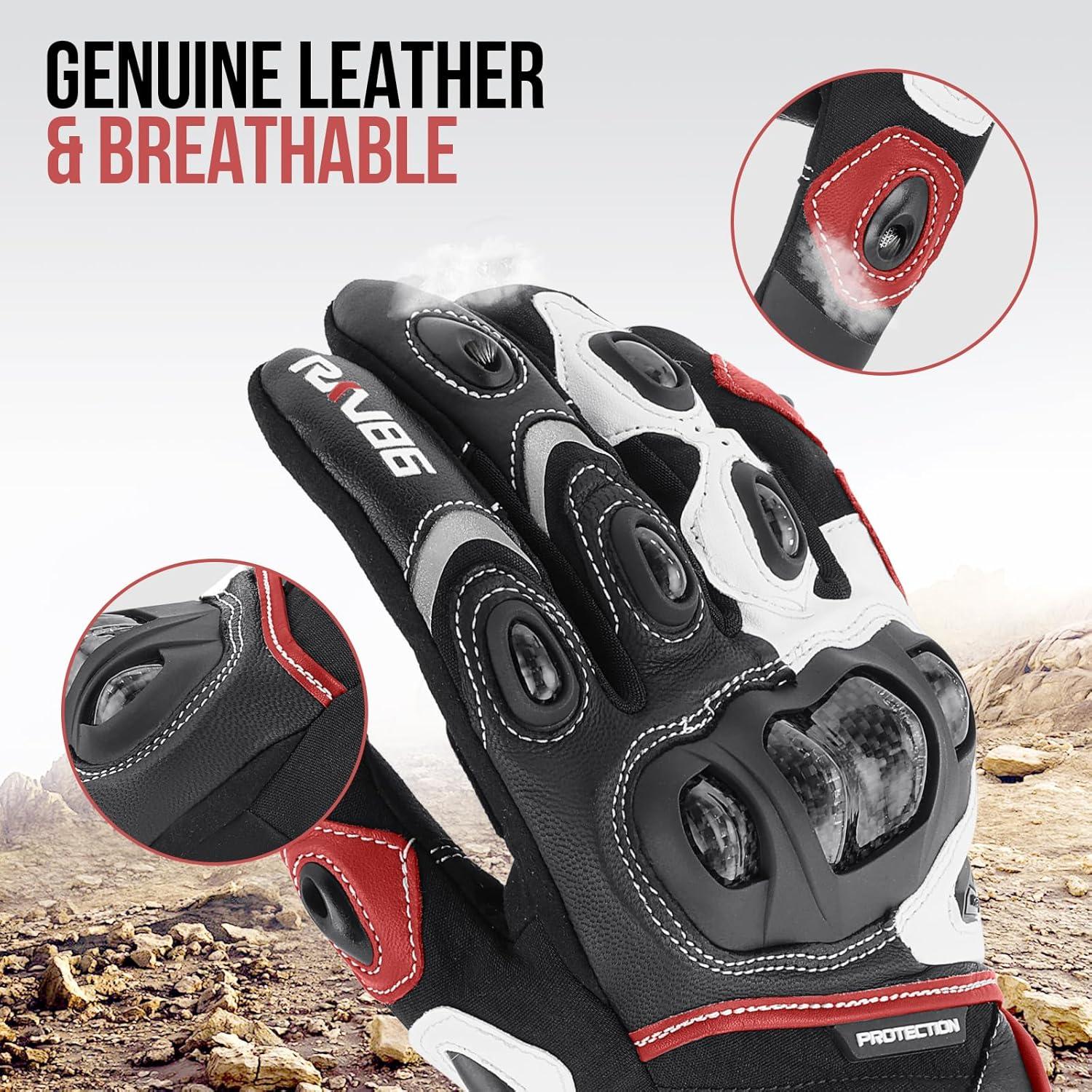 Guantes de Motocicleta RKV86 de Cuero con Protección Táctil