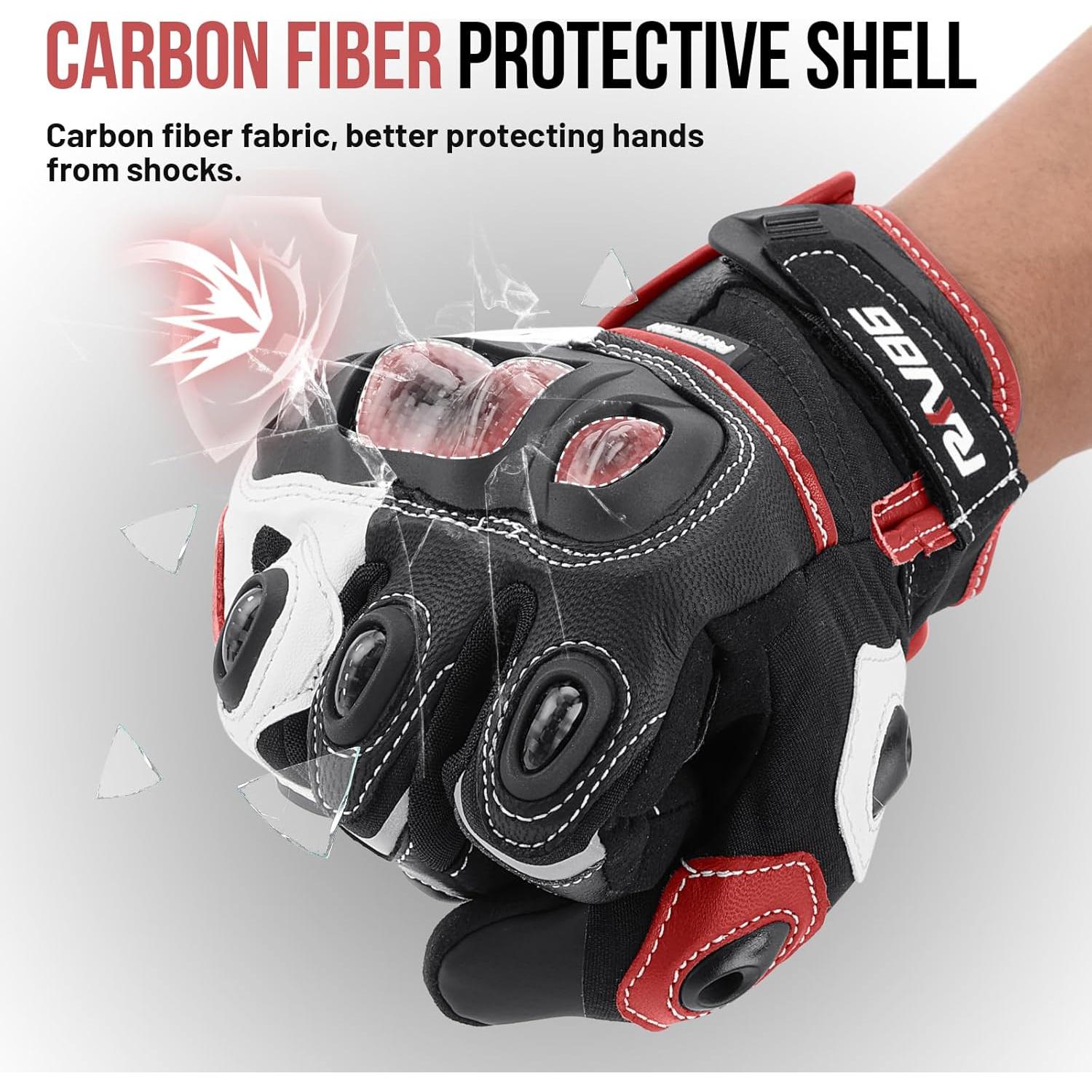 Guantes de Motocicleta RKV86 de Cuero con Protección Táctil