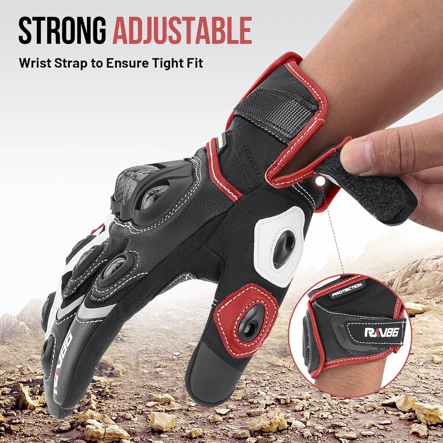 Guantes de Motocicleta RKV86 de Cuero con Protección Táctil