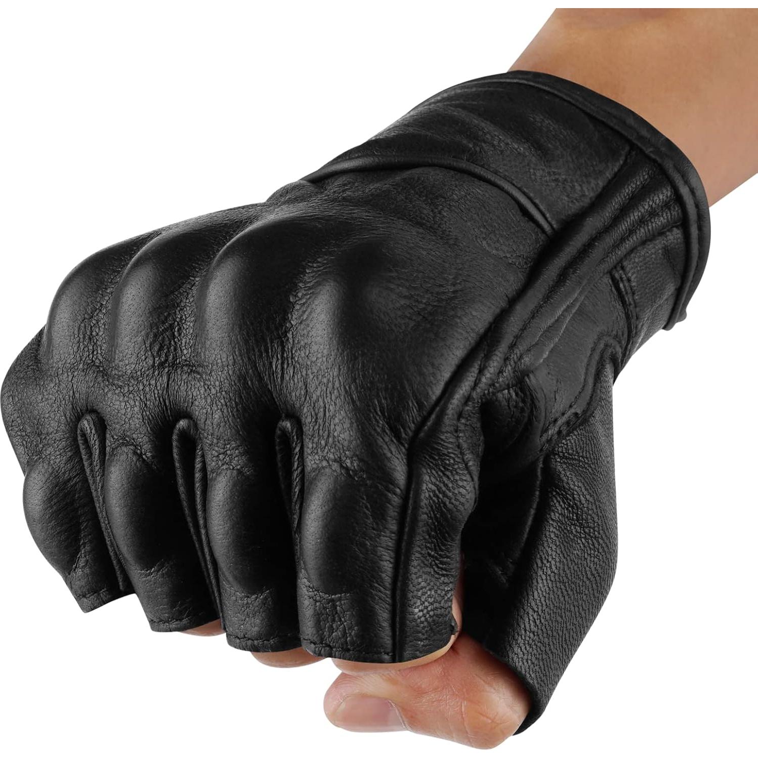 Guantes de Motocicleta Sibewora GL1 de Cuero Negro