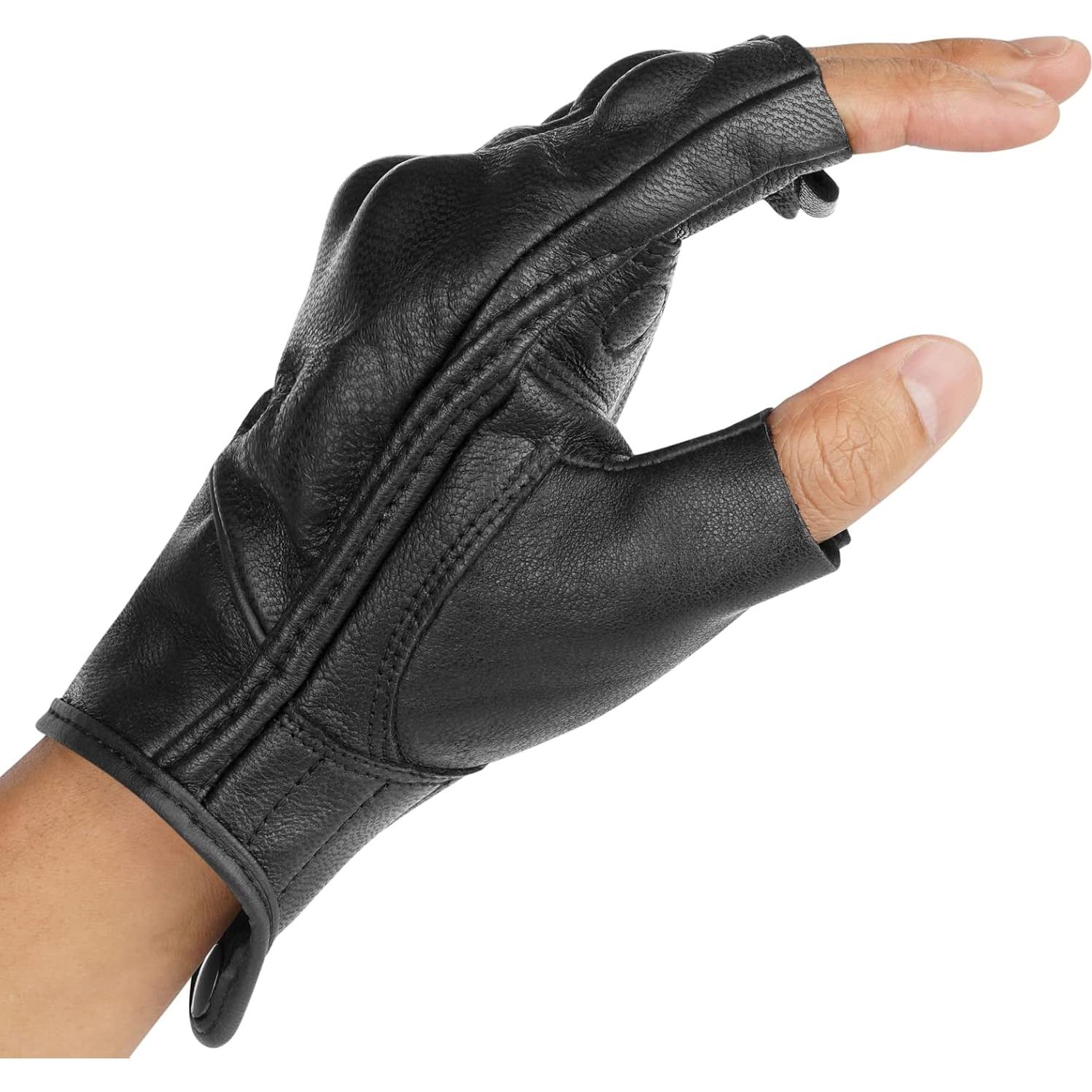 Guantes de Motocicleta Sibewora GL1 de Cuero Negro