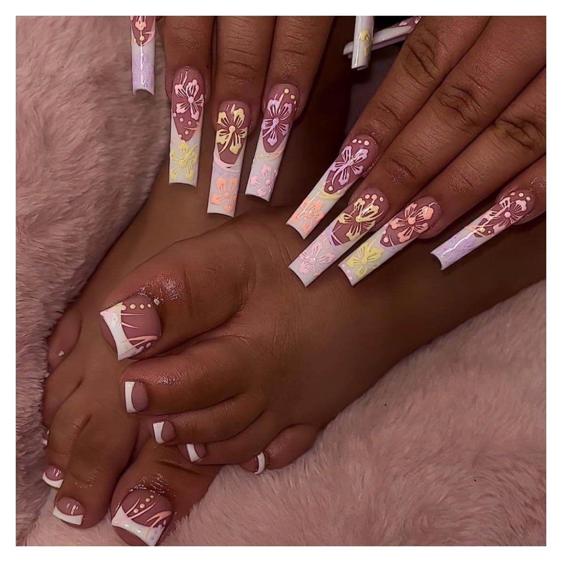 Kit de Uñas Postizas Largas Cuadradas CEWEWP - 48 Piezas