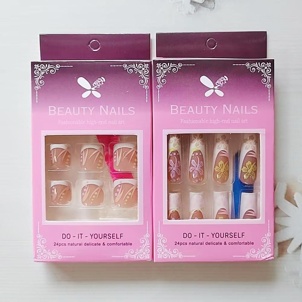 Kit de Uñas Postizas Largas Cuadradas CEWEWP - 48 Piezas