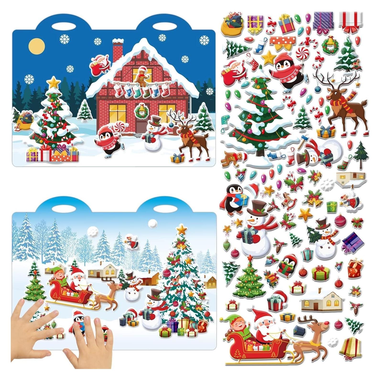200 Stickers Esponjosos 3D Navidad Ojustbeok para Niños