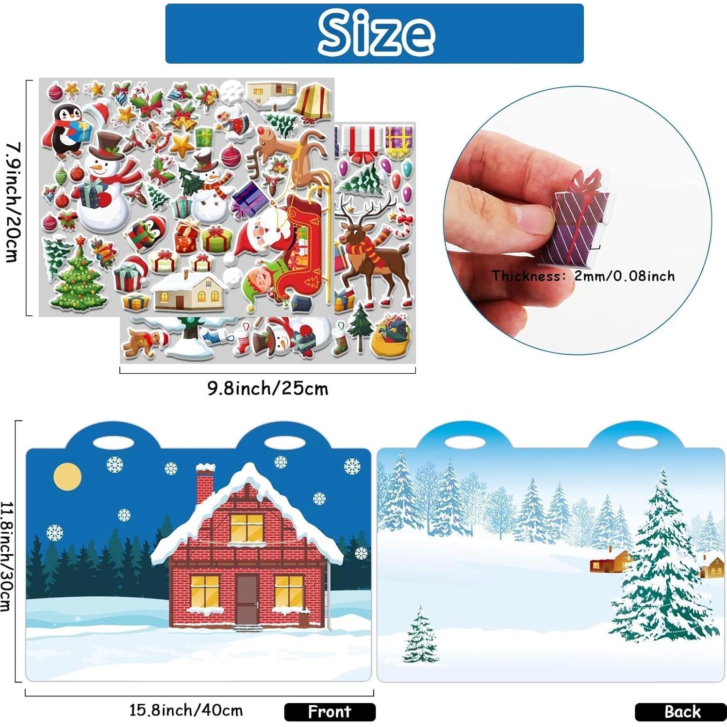 200 Stickers Esponjosos 3D Navidad Ojustbeok para Niños