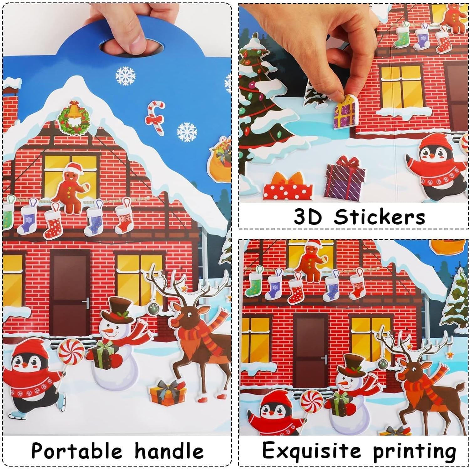 200 Stickers Esponjosos 3D Navidad Ojustbeok para Niños