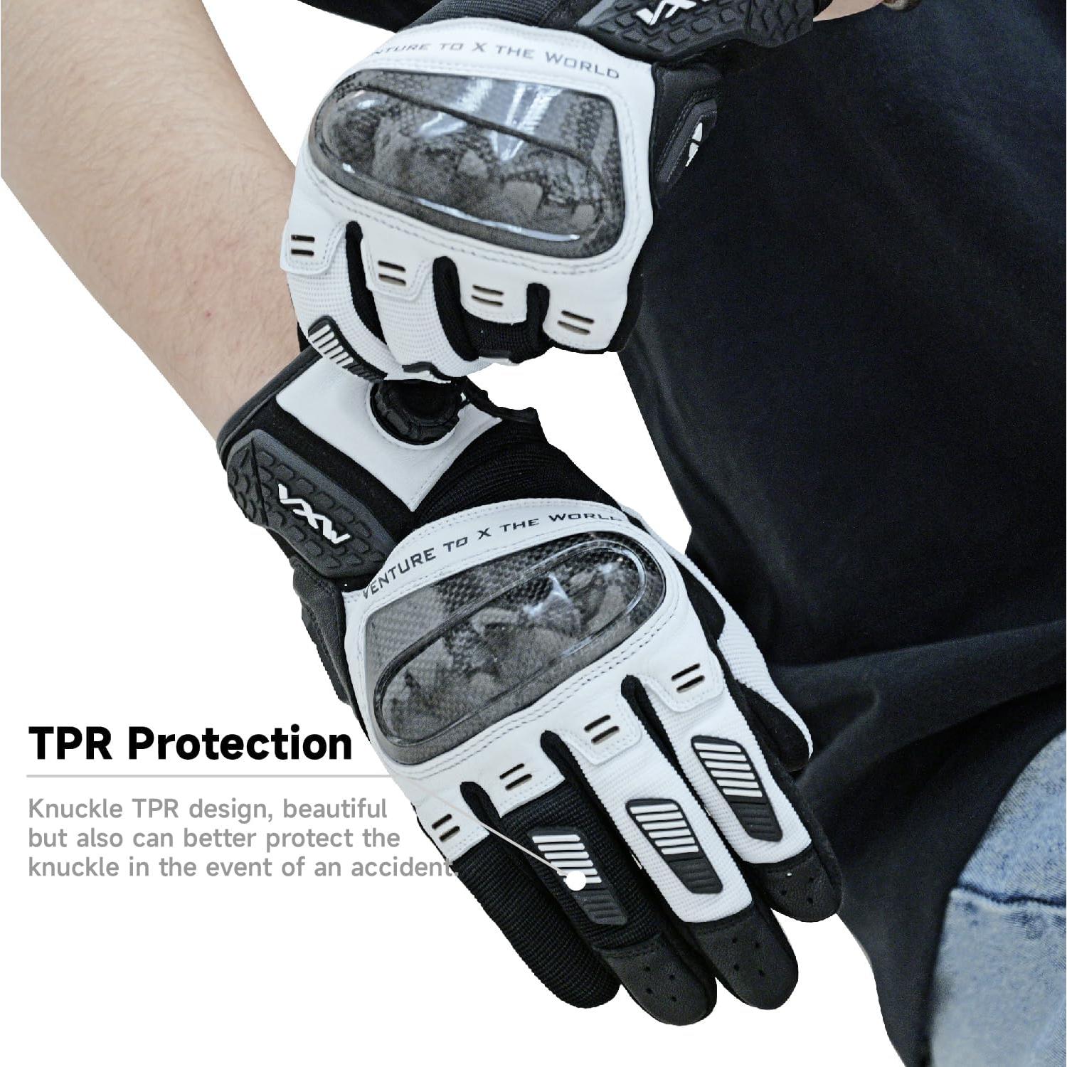 Guantes de Motocicleta VXW VMG331 Unisex Negro y Blanco