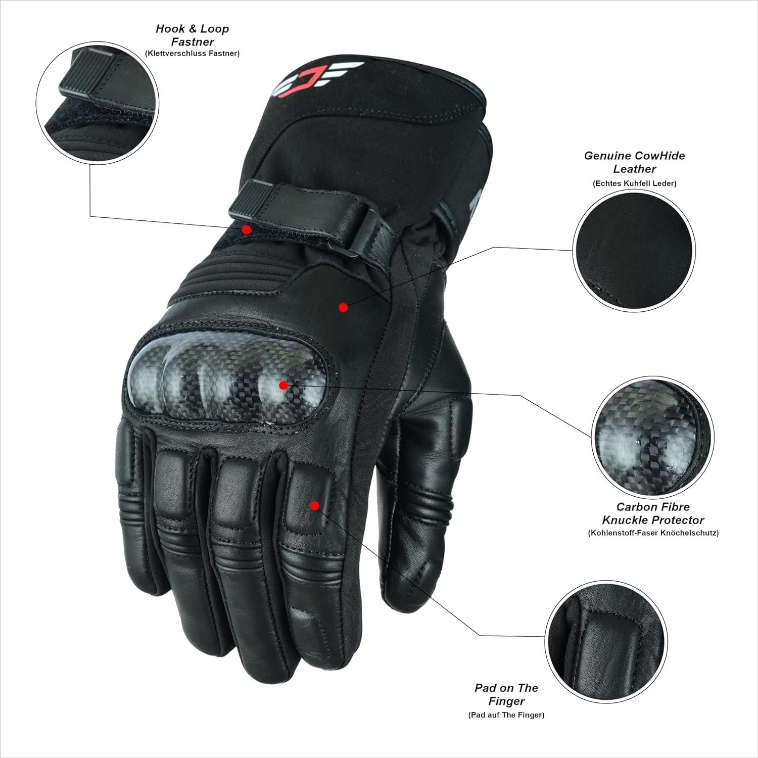 Guantes de Moto Invernales Jaunty Táctiles Impermeables