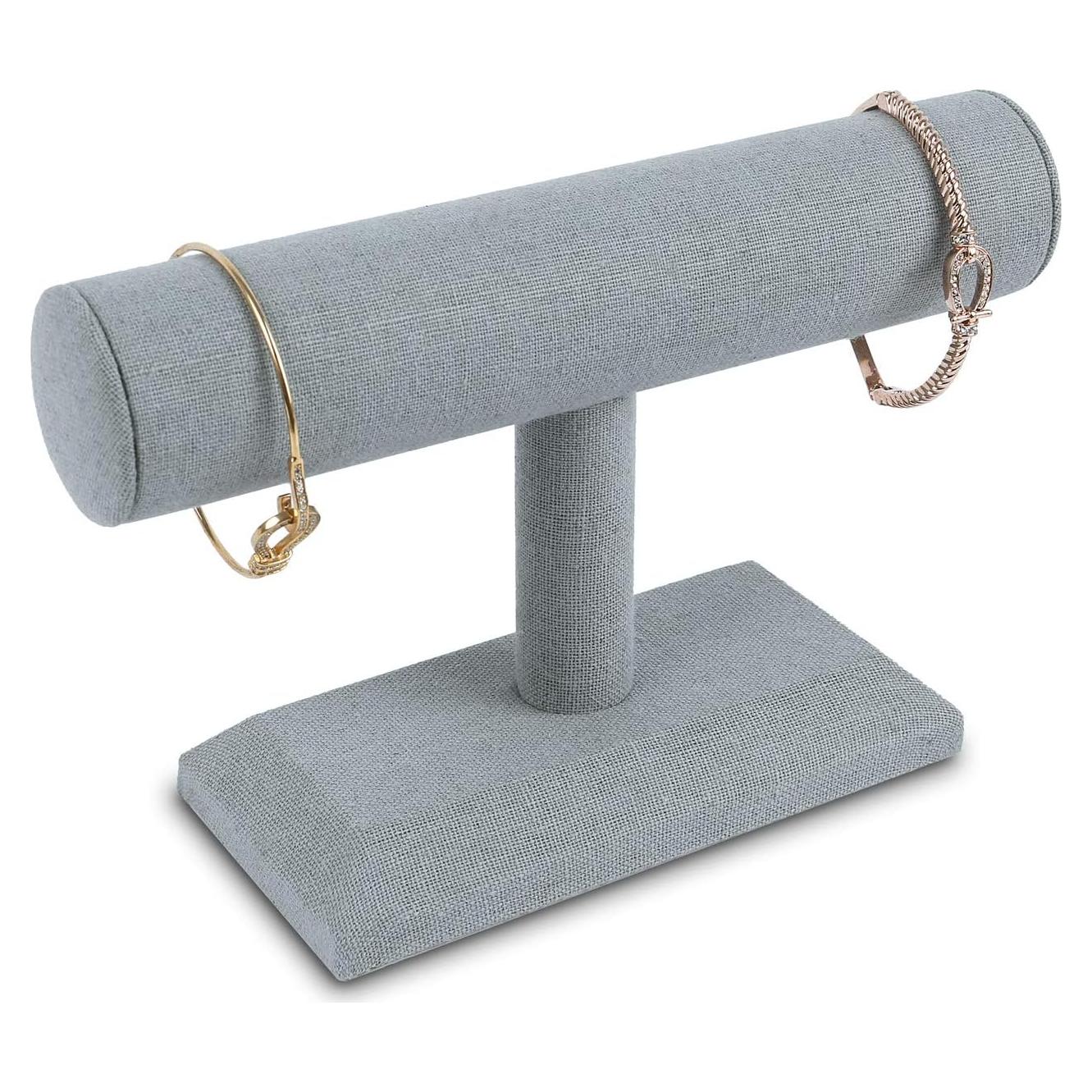 Exhibidor de Joyería MOOCA T-Bar Madera Lino Gris 19.7x7.3x12.4 cm