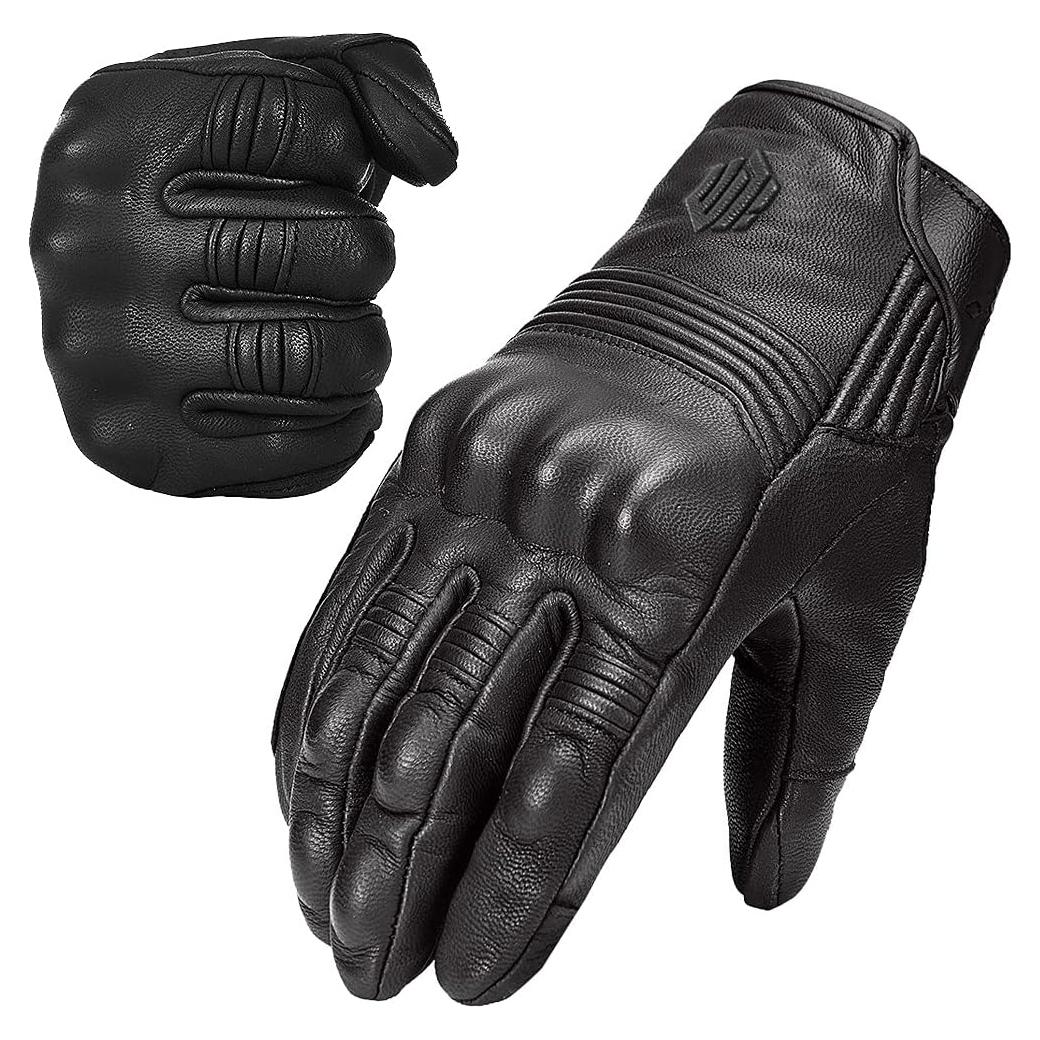 Guantes de Motocicleta ILM DN01 de Cuero con Pantalla Táctil