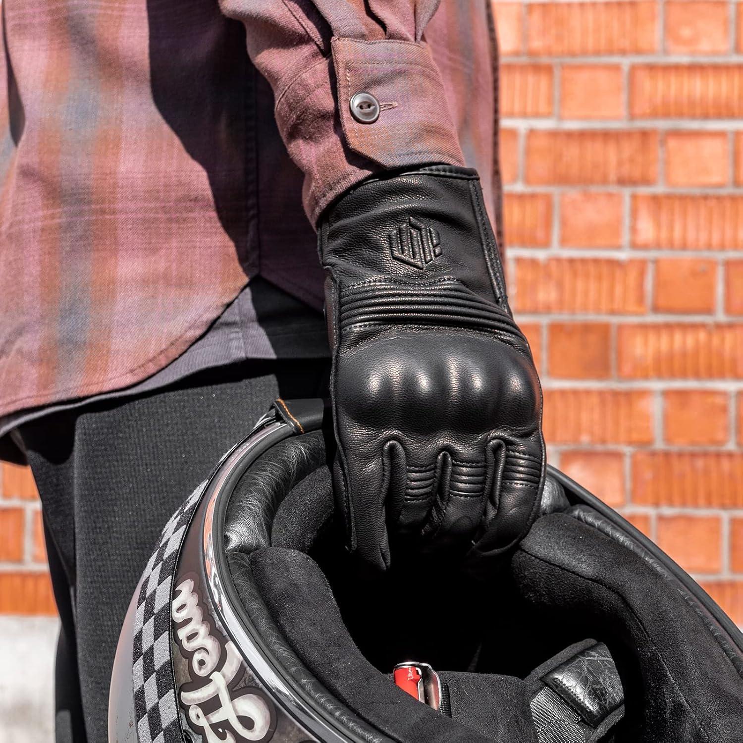 Guantes de Motocicleta ILM DN01 de Cuero con Pantalla Táctil