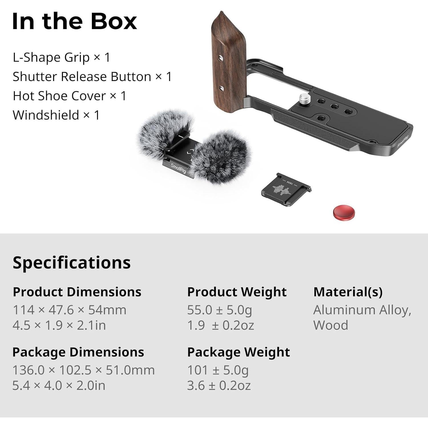 Empuñadura de Madera en L SmallRig 5260 para FUJIFILM X-M5