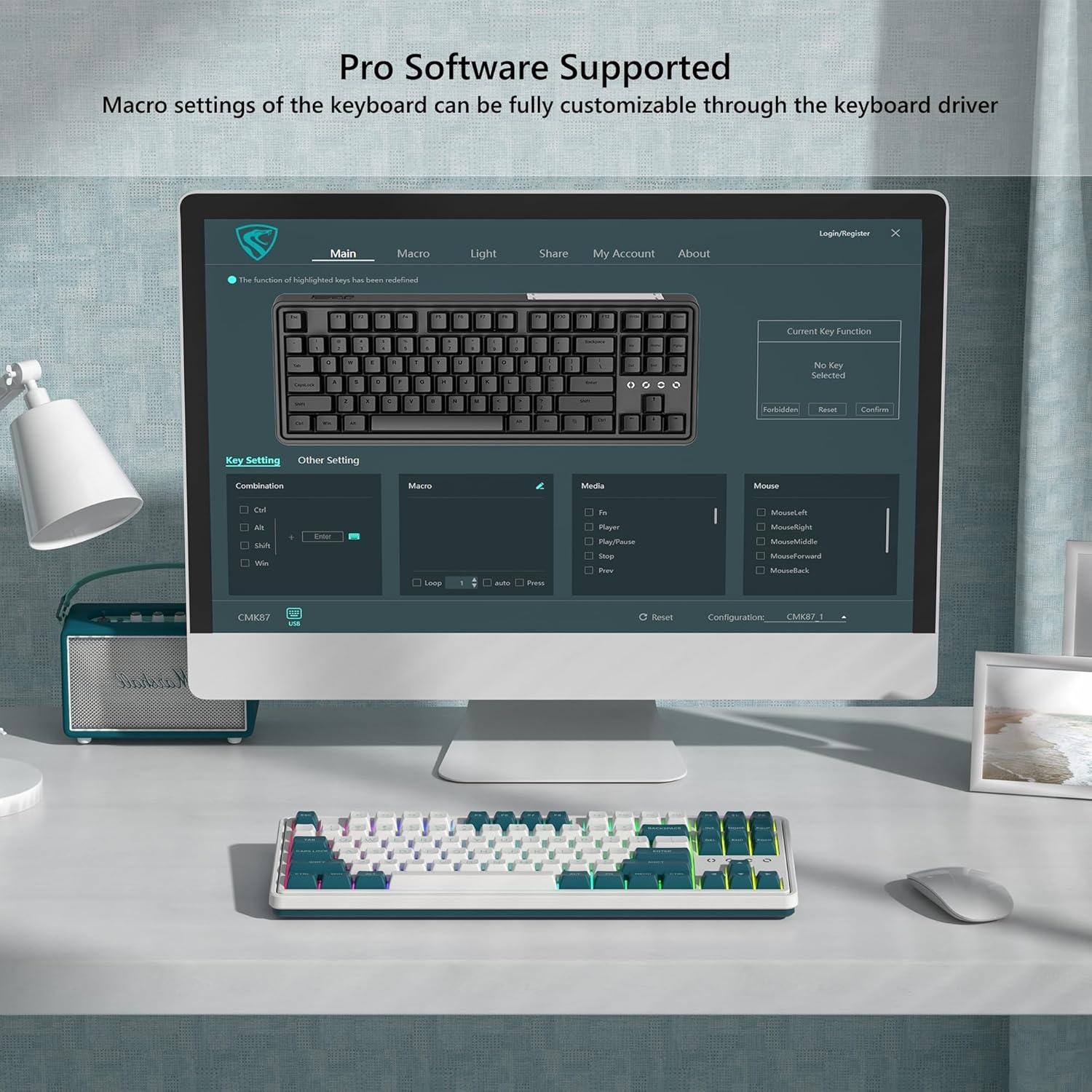 Teclado Mecánico Inalámbrico 75% FL ESPORTS CMK87 Verde
