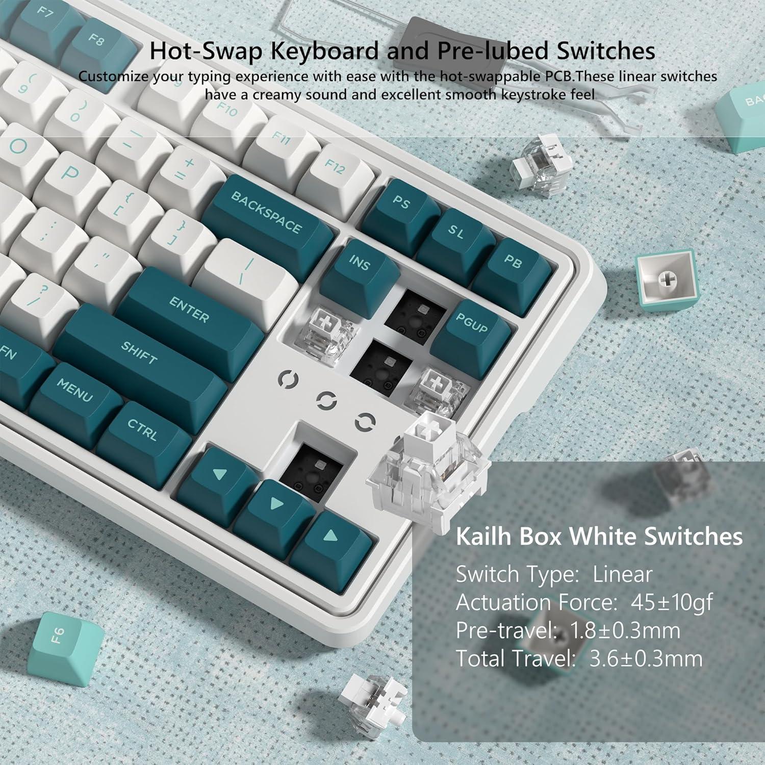 Teclado Mecánico Inalámbrico 75% FL ESPORTS CMK87 Verde