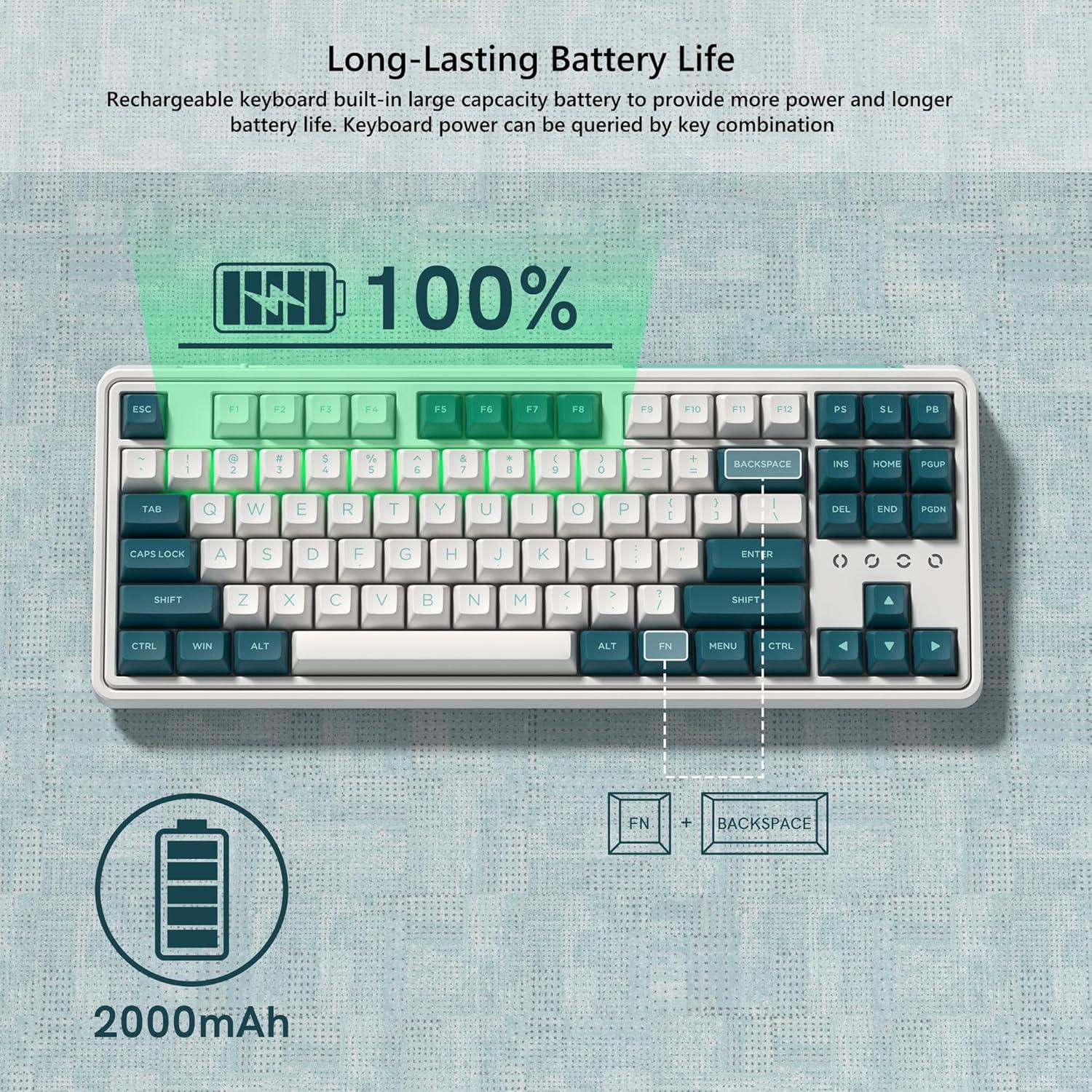 Teclado Mecánico Inalámbrico 75% FL ESPORTS CMK87 Verde