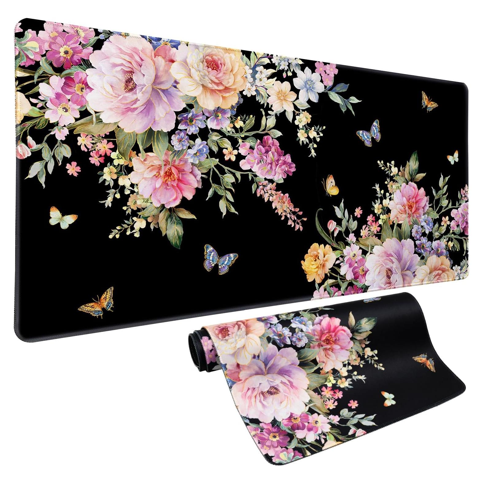 Alfombrilla de Escritorio Vimorco XL Rosa Floral 80x30cm Impermeable