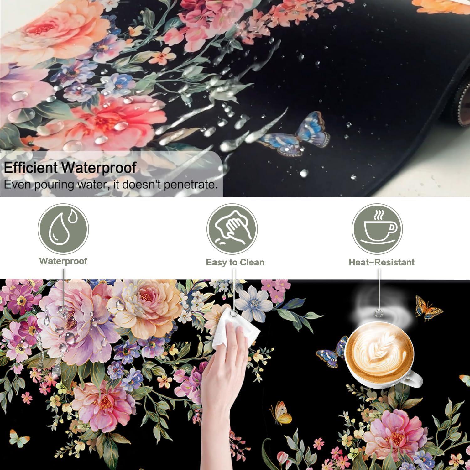 Alfombrilla de Escritorio Vimorco XL Rosa Floral 80x30cm Impermeable