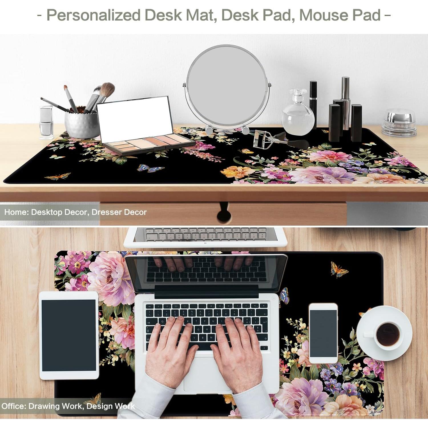 Alfombrilla de Escritorio Vimorco XL Rosa Floral 80x30cm Impermeable