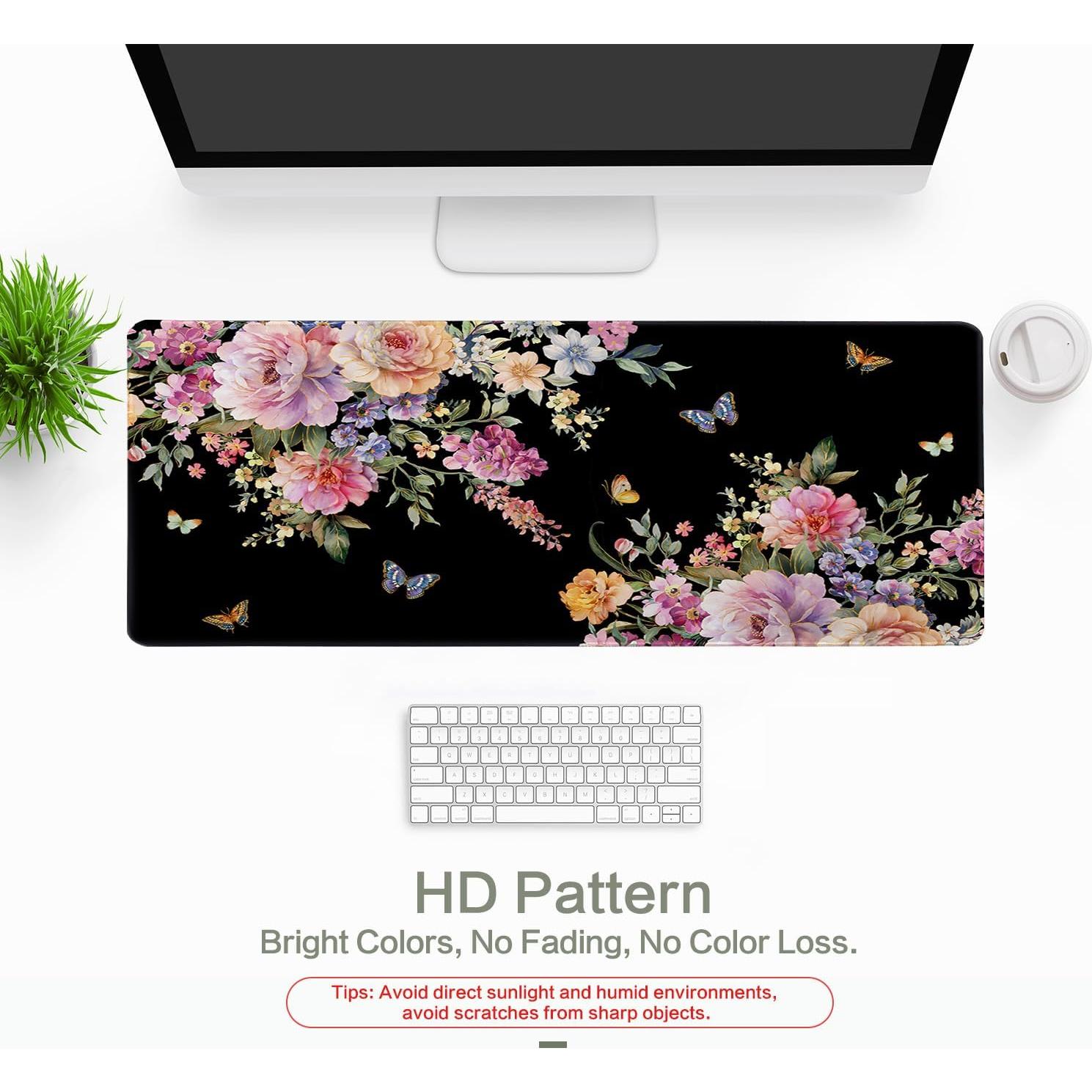 Alfombrilla de Escritorio Vimorco XL Rosa Floral 80x30cm Impermeable