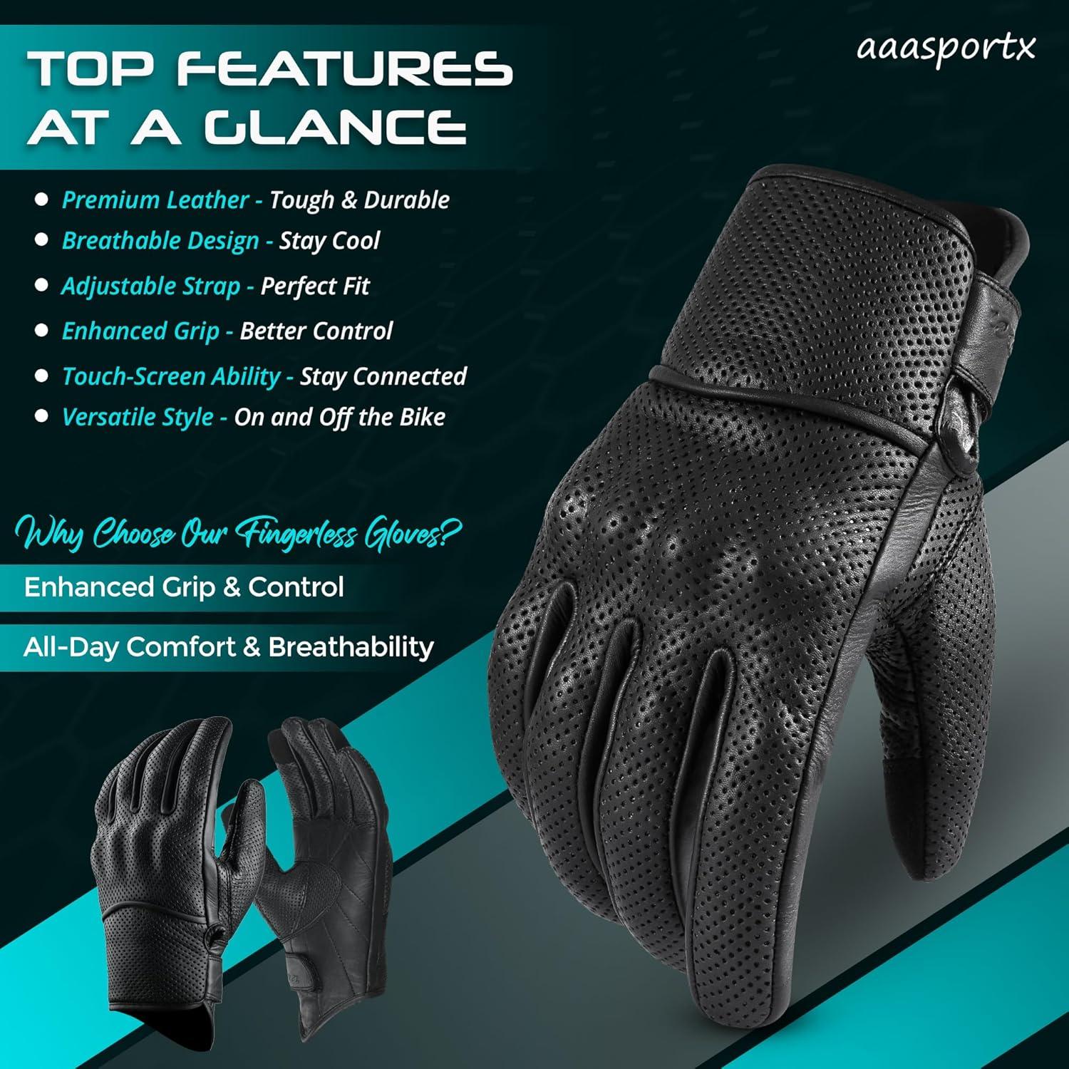 Guantes de Motocicleta de Cuero aaasportx M02 Táctiles y Antideslizantes