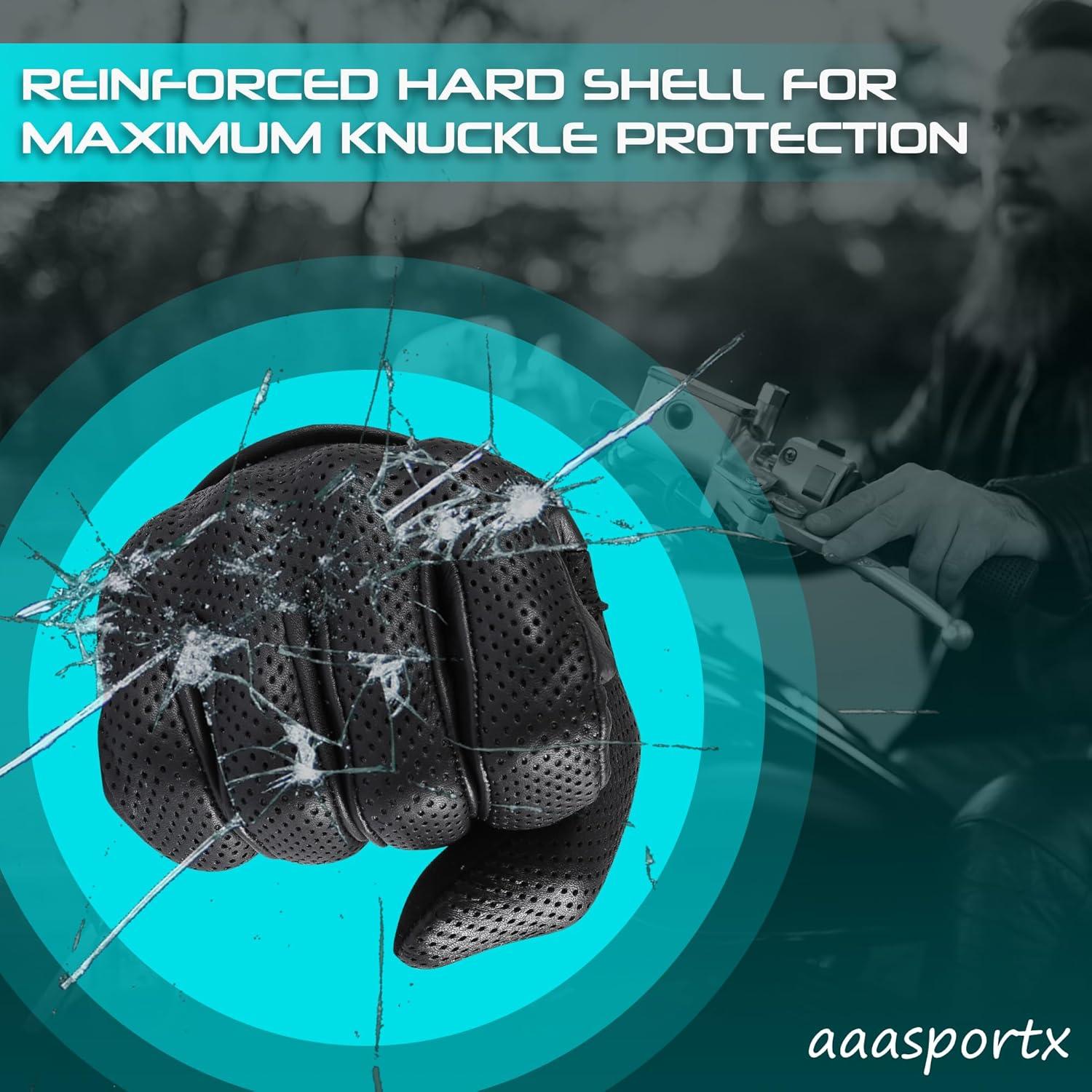 Guantes de Motocicleta de Cuero aaasportx M02 Táctiles y Antideslizantes