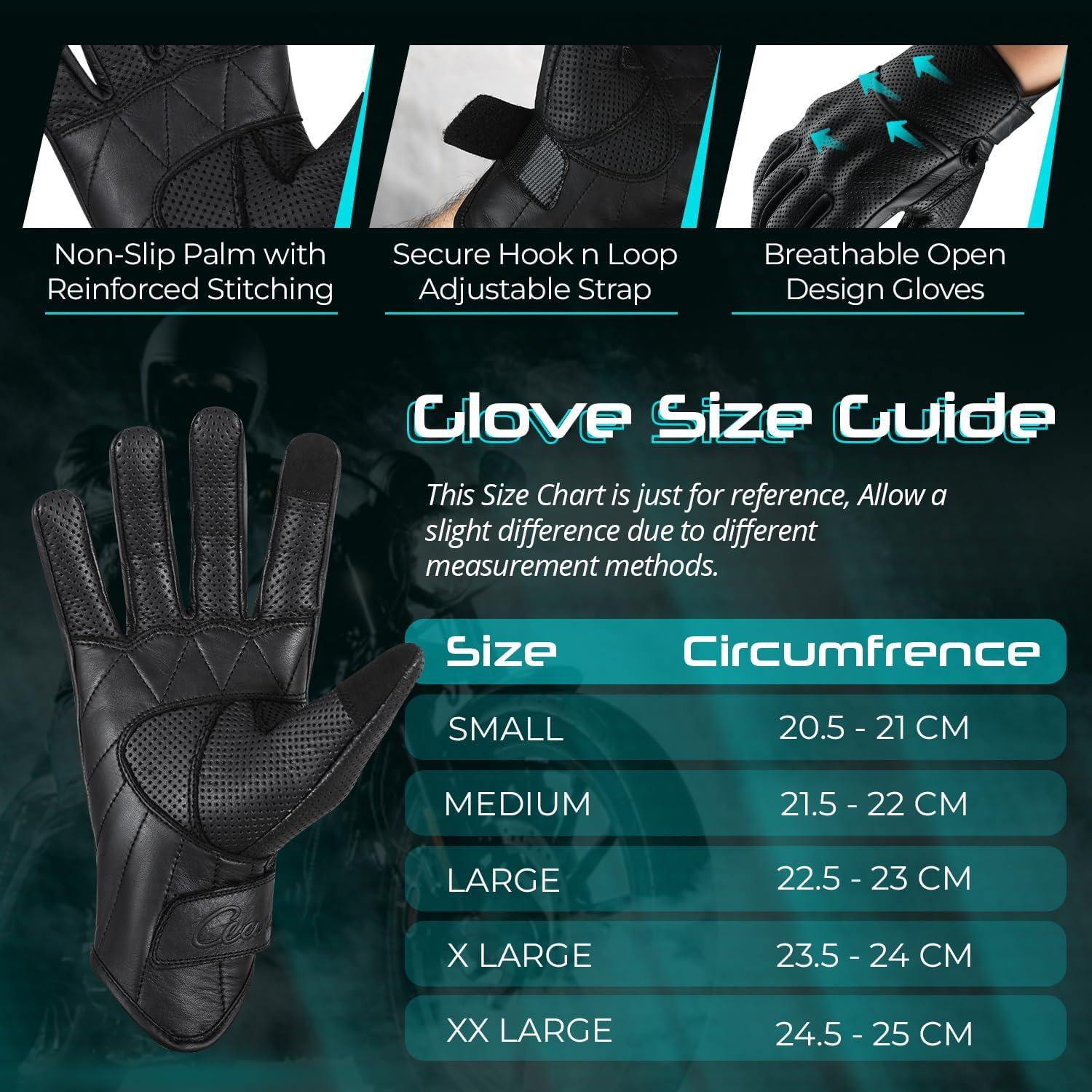 Guantes de Motocicleta de Cuero aaasportx M02 Táctiles y Antideslizantes