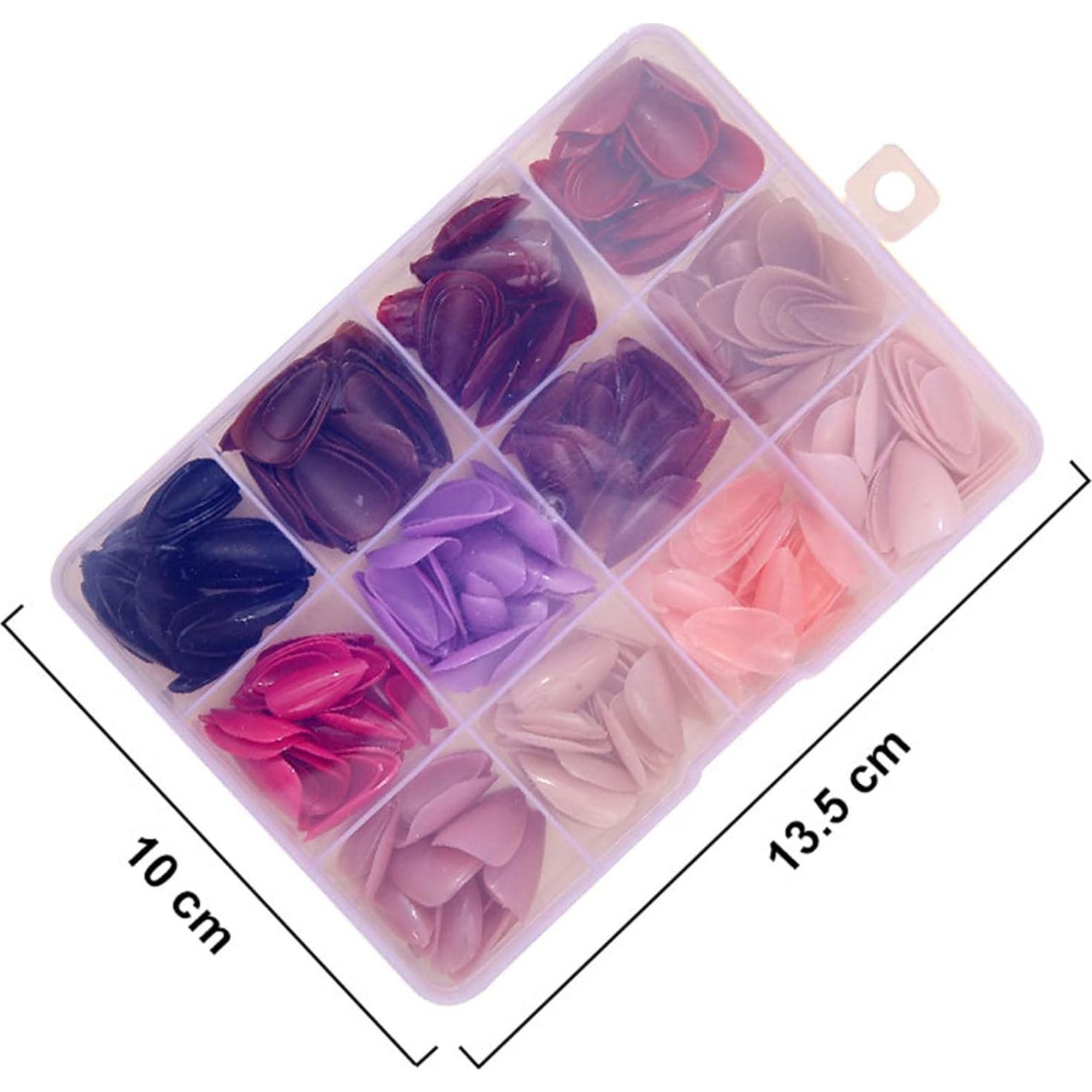 288 Uñas Postizas Cortas Almendra KASOICRA Brillantes 12 Colores