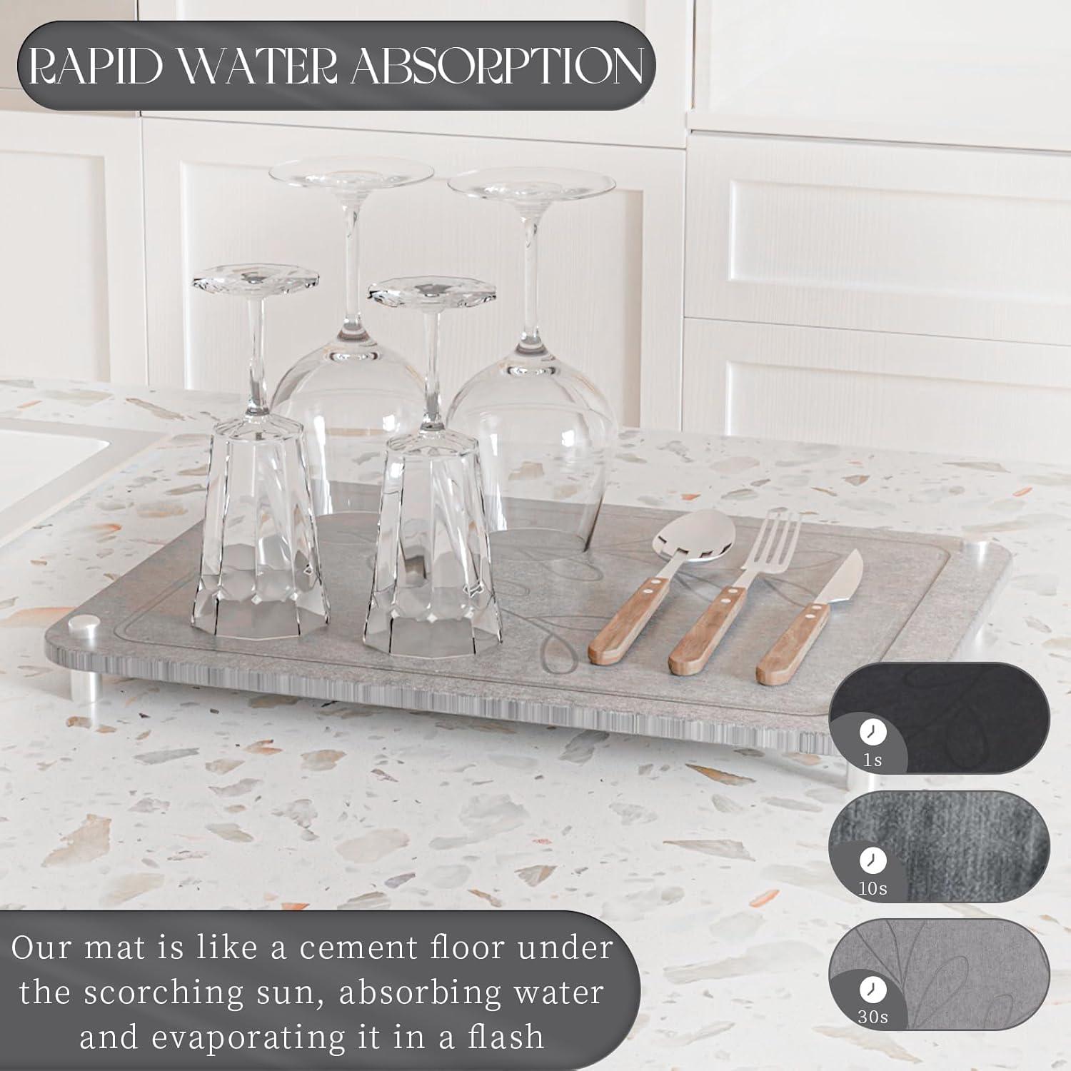 Alfombrilla de Secado de Piedra Diatomácea ENBOFID 40x30cm Gris