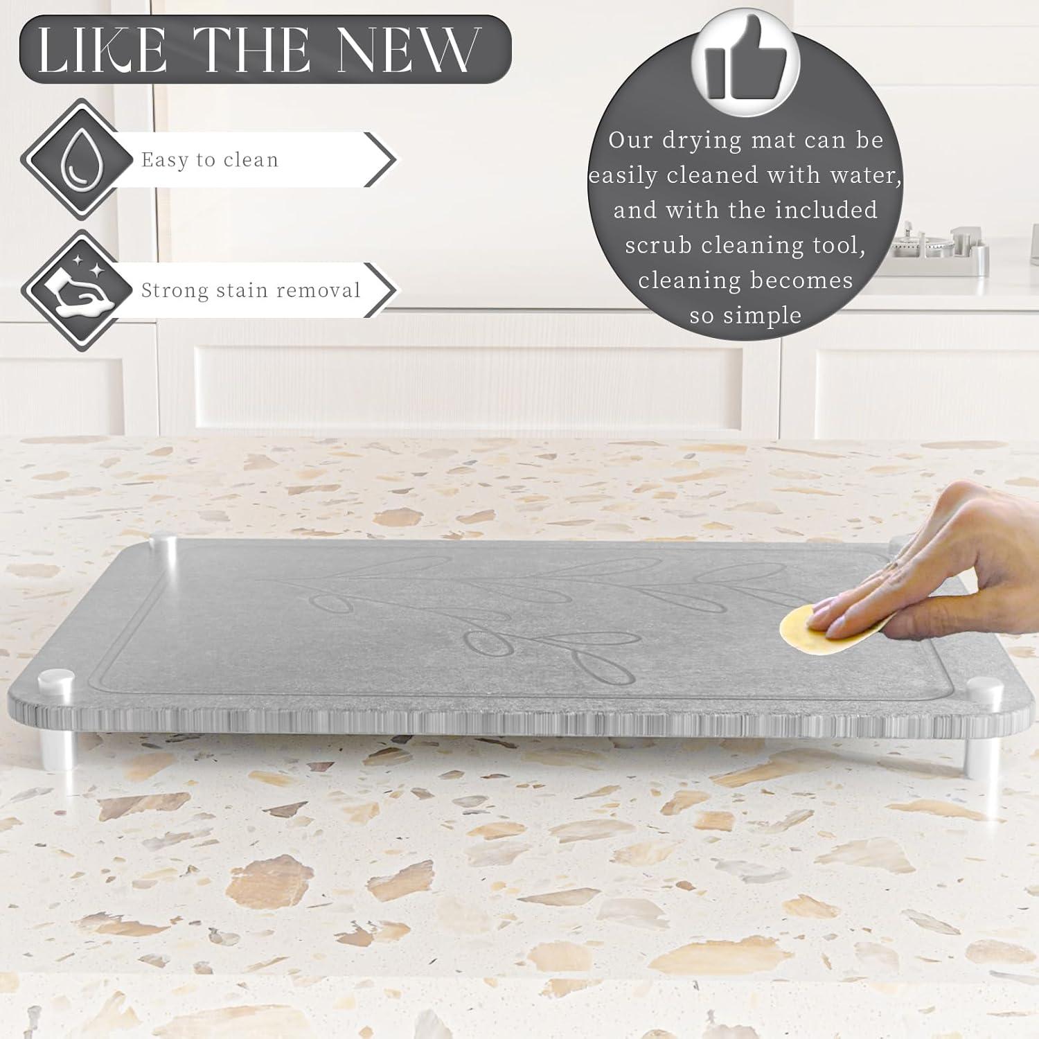 Alfombrilla de Secado de Piedra Diatomácea ENBOFID 40x30cm Gris