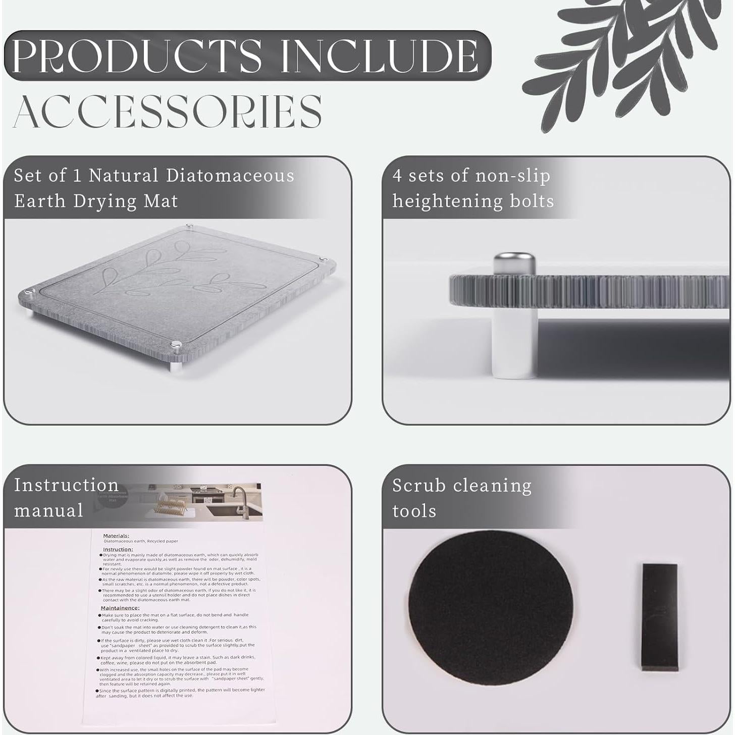 Alfombrilla de Secado de Piedra Diatomácea ENBOFID 40x30cm Gris