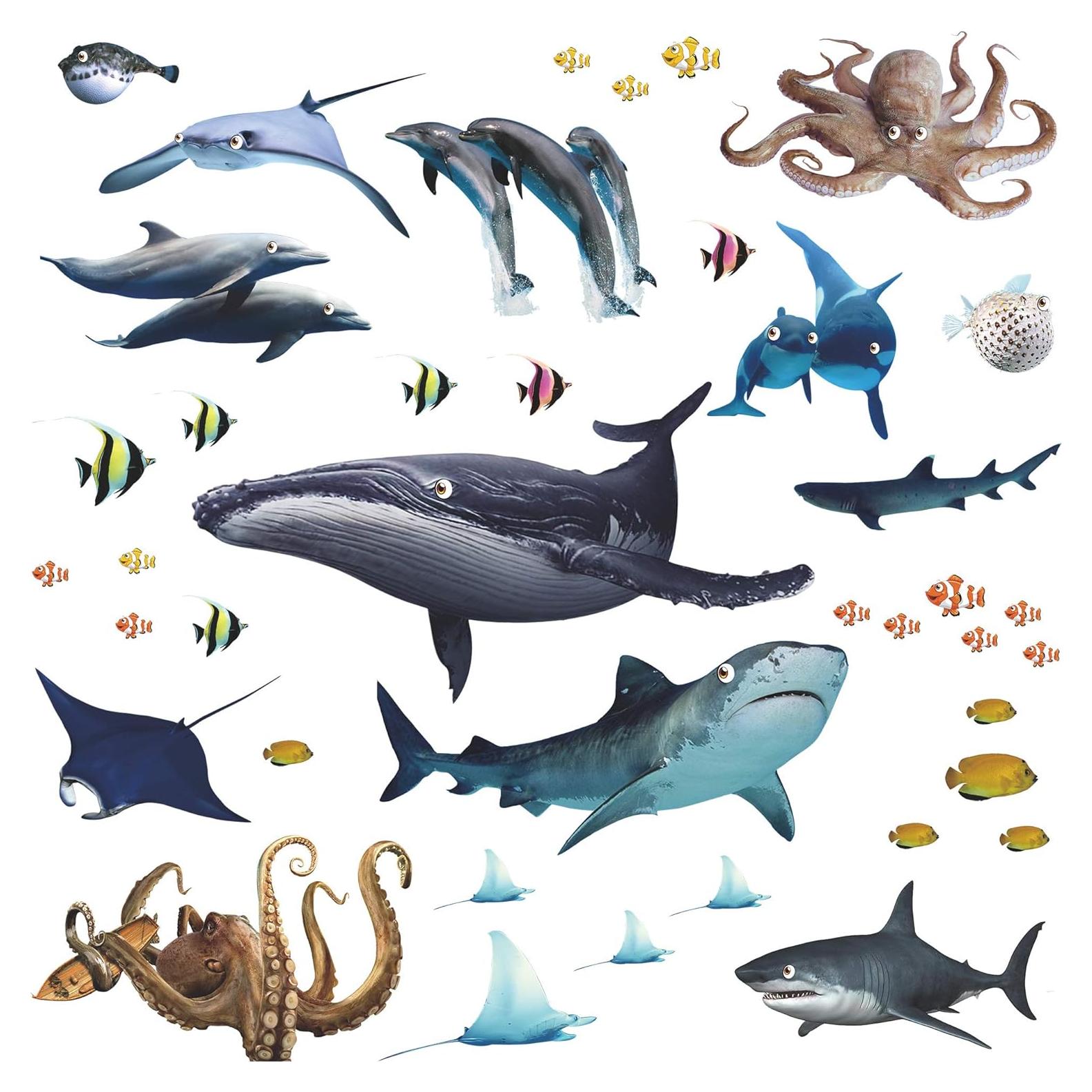 Calcomanías de Pared 3D Oceánicas Amaonm - Animales Marinos