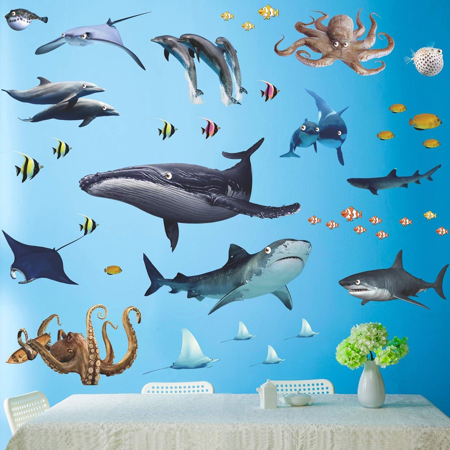 Calcomanías de Pared 3D Oceánicas Amaonm - Animales Marinos
