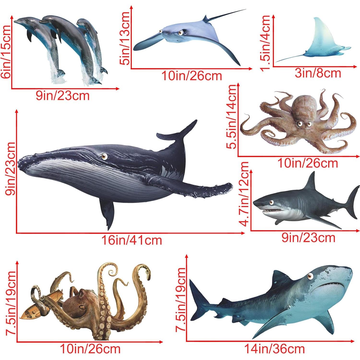 Calcomanías de Pared 3D Oceánicas Amaonm - Animales Marinos
