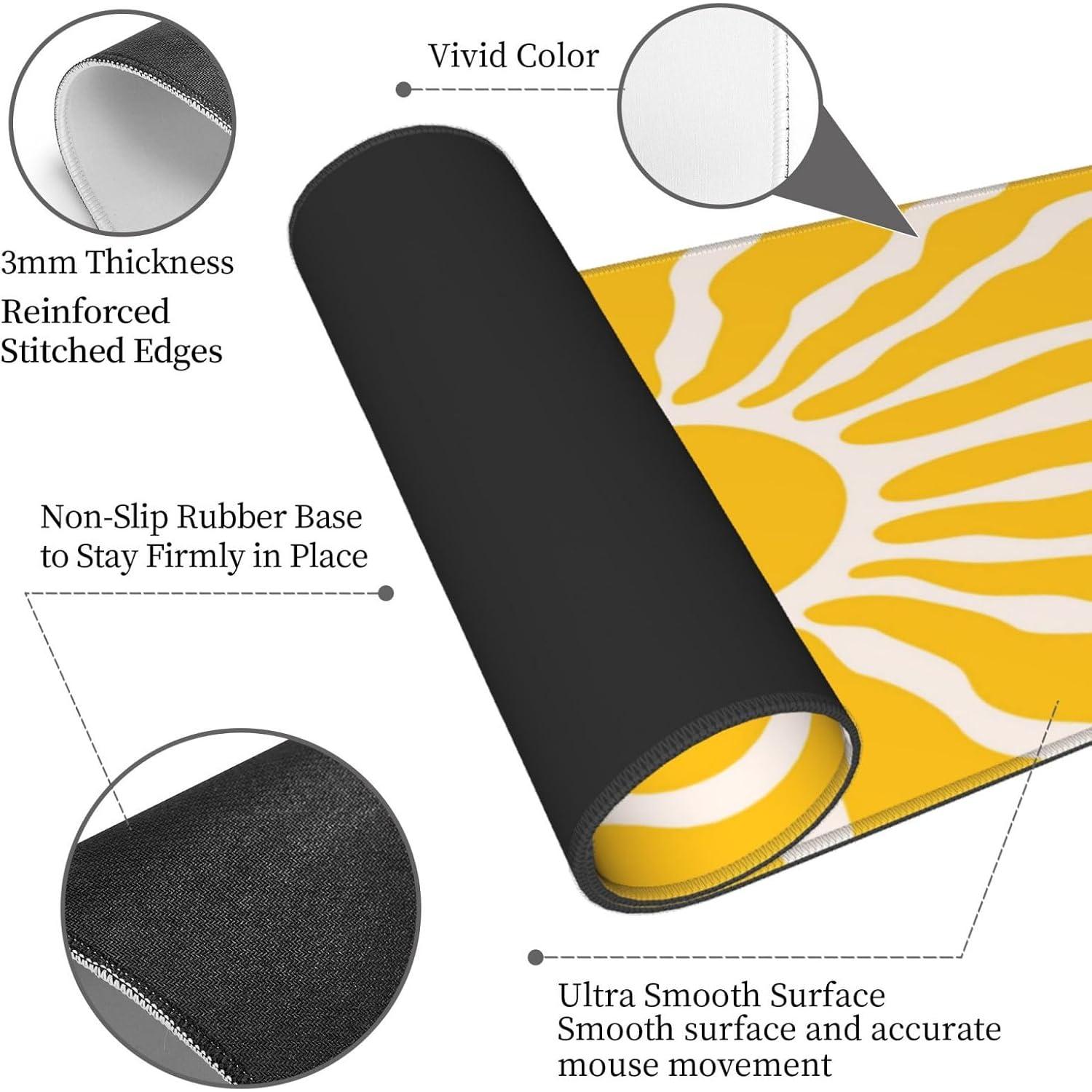 Alfombrilla de Ratón Grande GONGTAOMO Boho Amarillo 80x30 cm